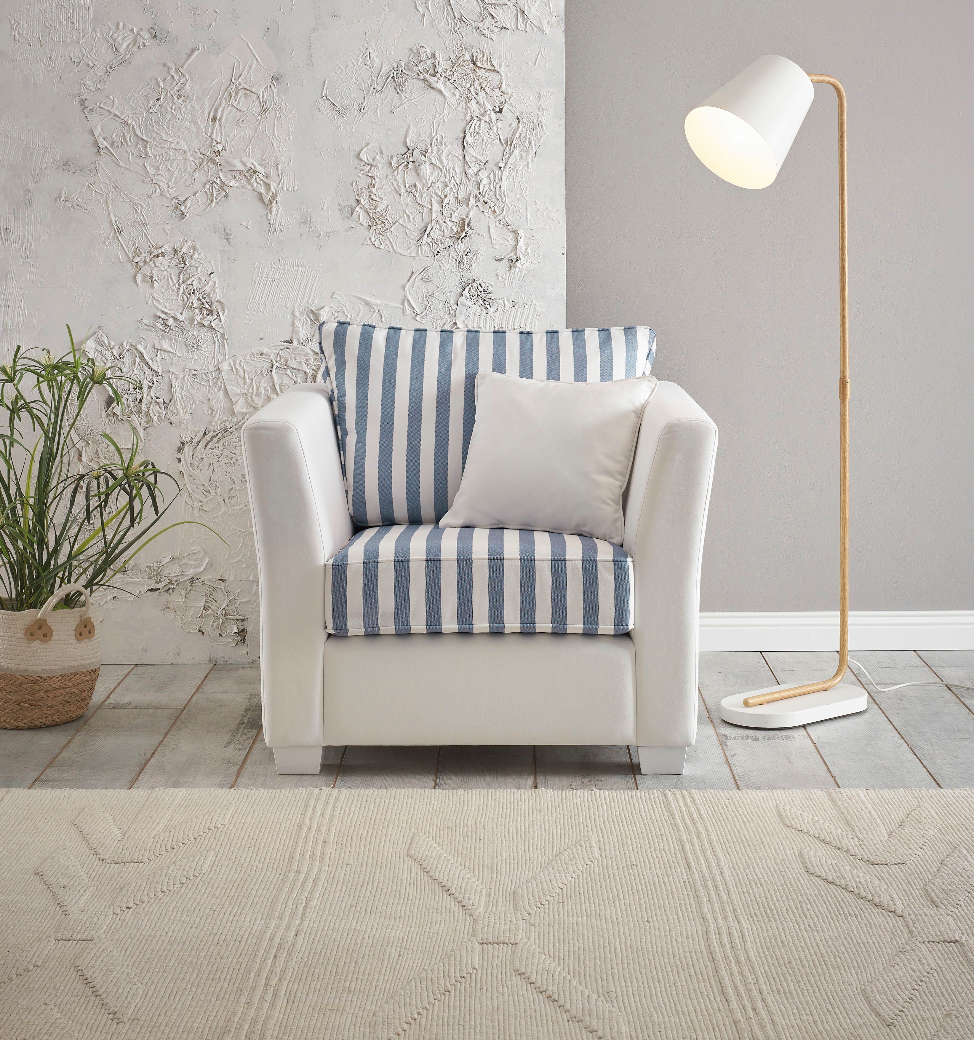Home affaire Кресла CALIFORNIA, maritimer Landhausstil, Кресла mit Holzfüßen Weiß lackiert