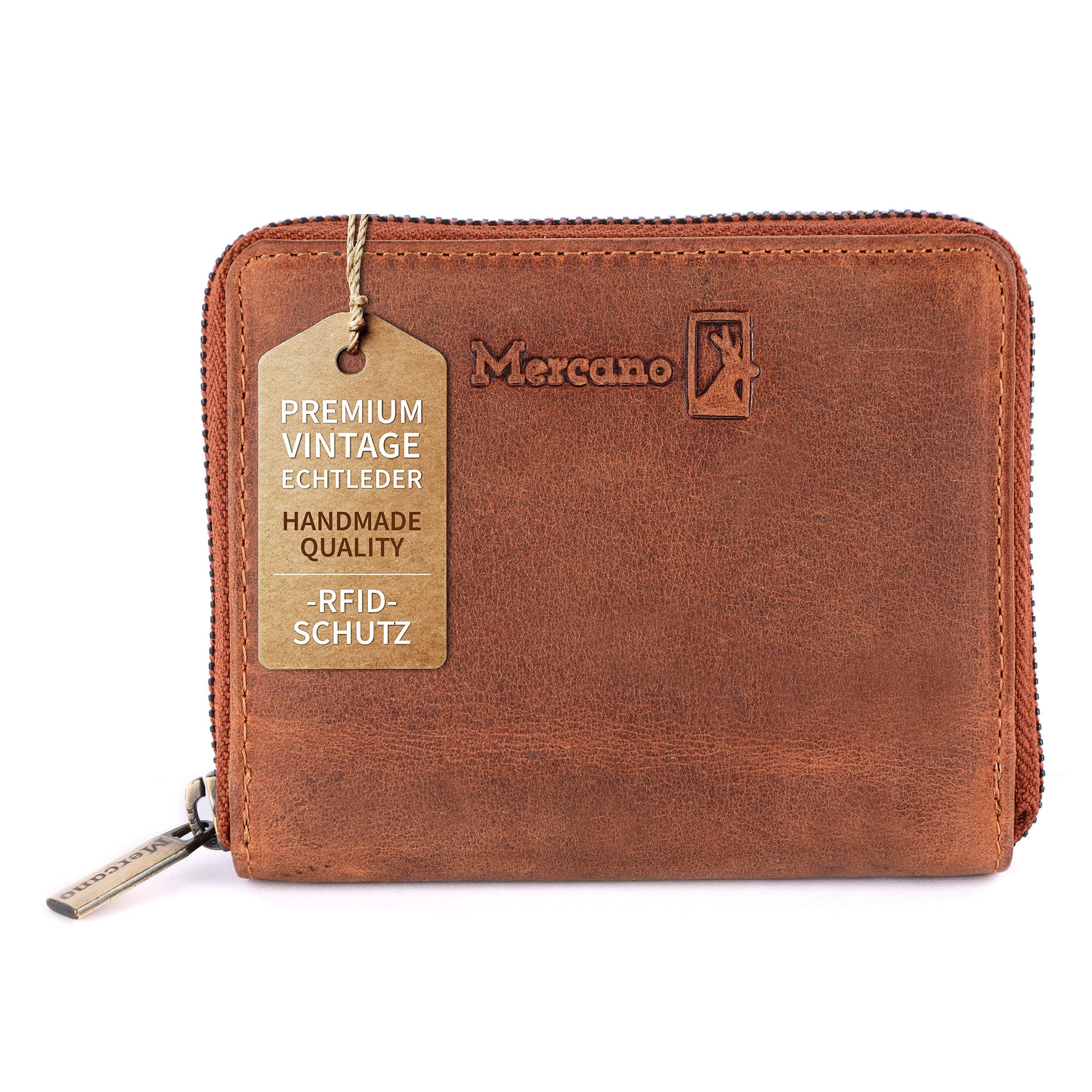 Mercano Geldbörse für Damen mit Reißverschluss aus Echtleder (inkl. Geschen günstig online kaufen
