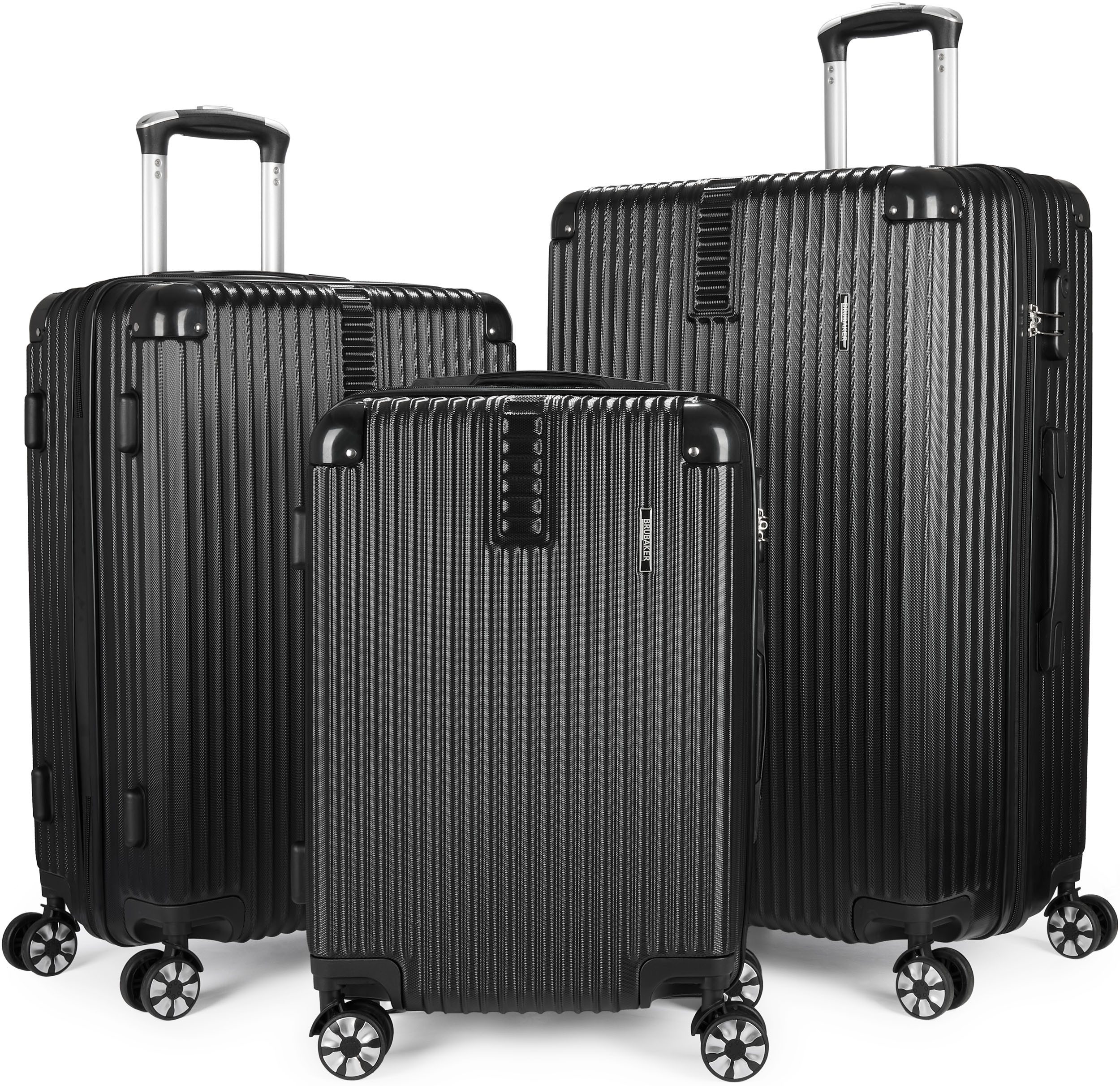 BRUBAKER Чемоданыset London - Reisekoffer Set inklusive Handgepäck - Hartschalen Чемоданы, 4 Rollen, (ABS Trolleys (M, L, XL), 3 tlg., Boardcase), mit Zahlenschloss, 4 Rollen und Komfort Tragegriffen