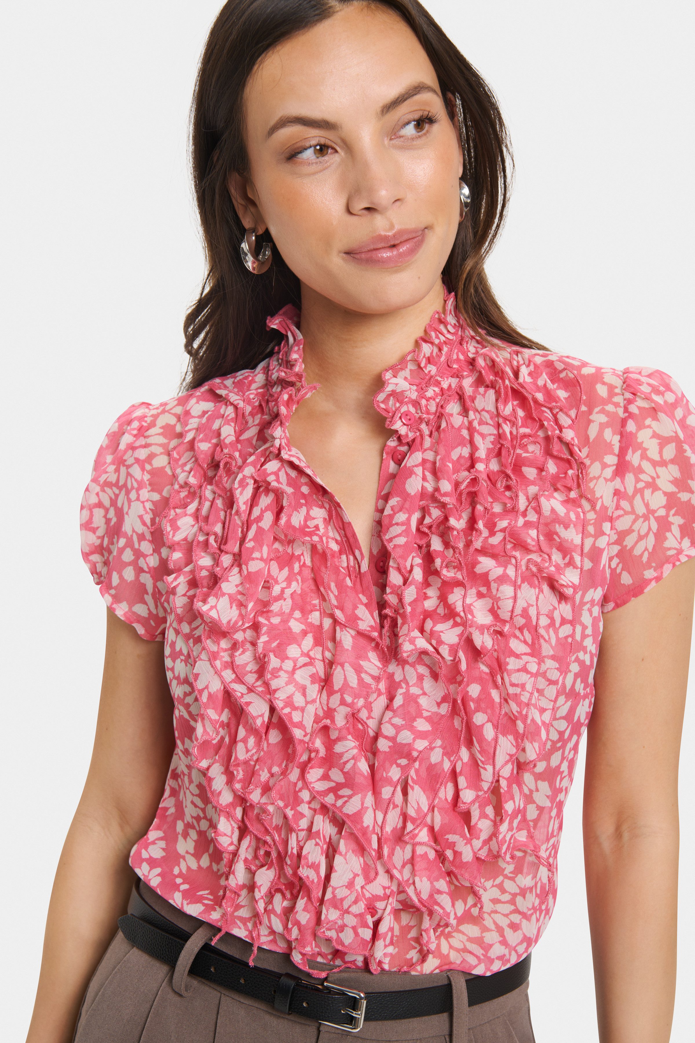 Saint Tropez Rüschenbluse LiljaSZ Crinkle SS Shirt Kunstfaser, Regular fit günstig online kaufen