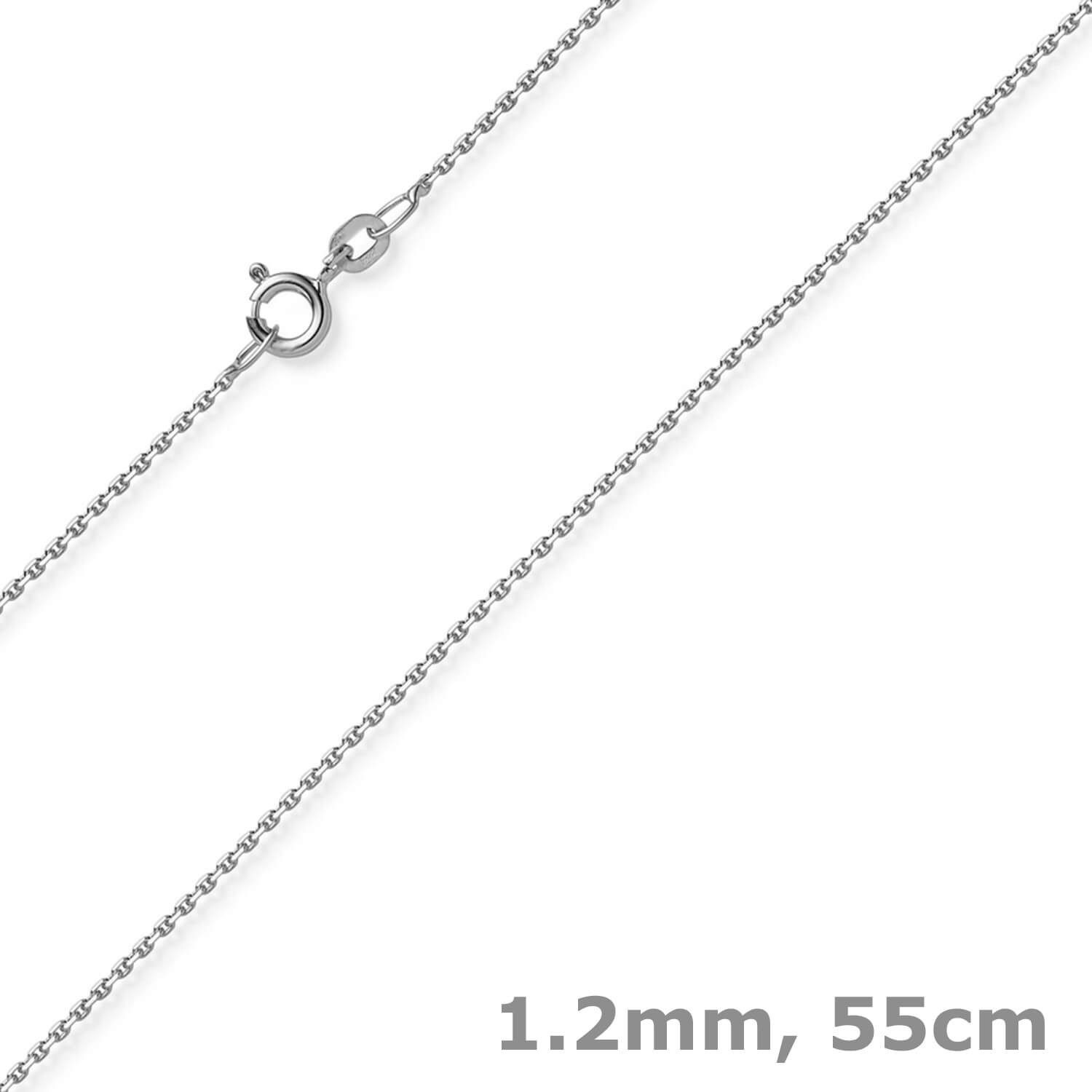 Goldkette 1,2mm Ankerkette diamantiert aus 750 Weißgold 55cm
