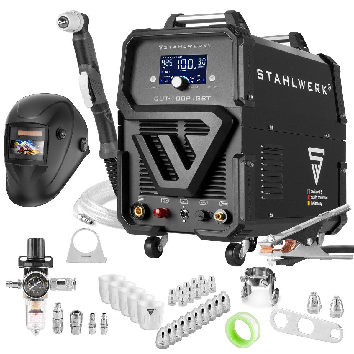 STAHLWERK Plasmaschneidegerät Plasmaschneider CUT 100 P Digital 100 A mit Pilot Vollausstattung, 20 - 100 A