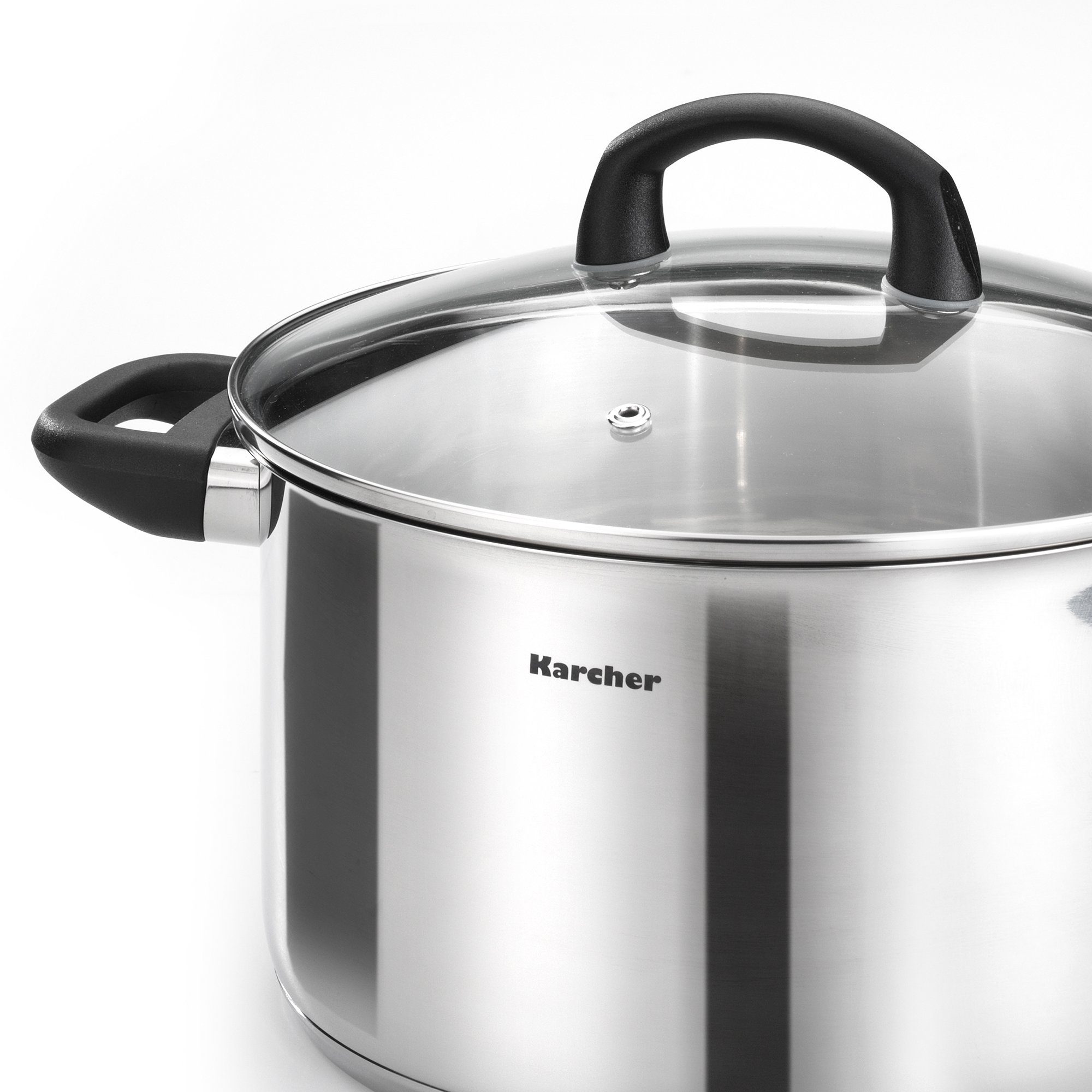 Karcher Topf-Set Mia 4-teilig, Edelstahl (4-tlg), inkl. 3 Glasdeckel, Kochtopfset Induktion