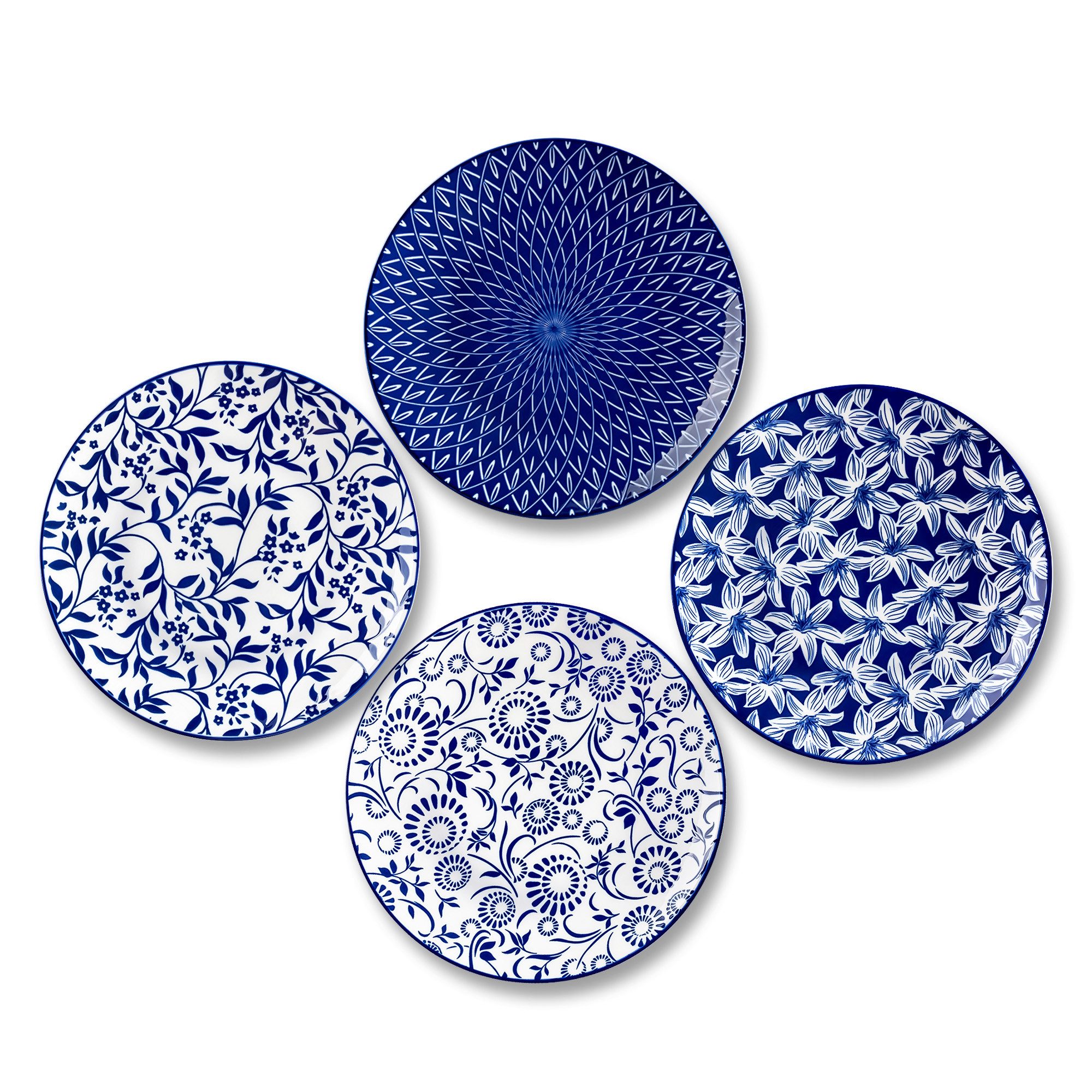 vancasso Dessertteller 4/6tlg Dessertteller für 4/6, Porzellan Tafelservice, Mehrfarbig/Blau, (4 St)
