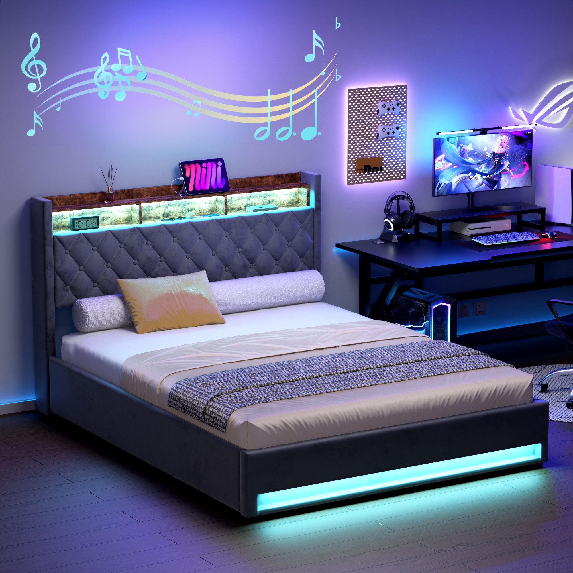 OKWISH Polsterbett Funktionsbett Stauraumbett (Luxuriöses Polsterbett günstig online kaufen