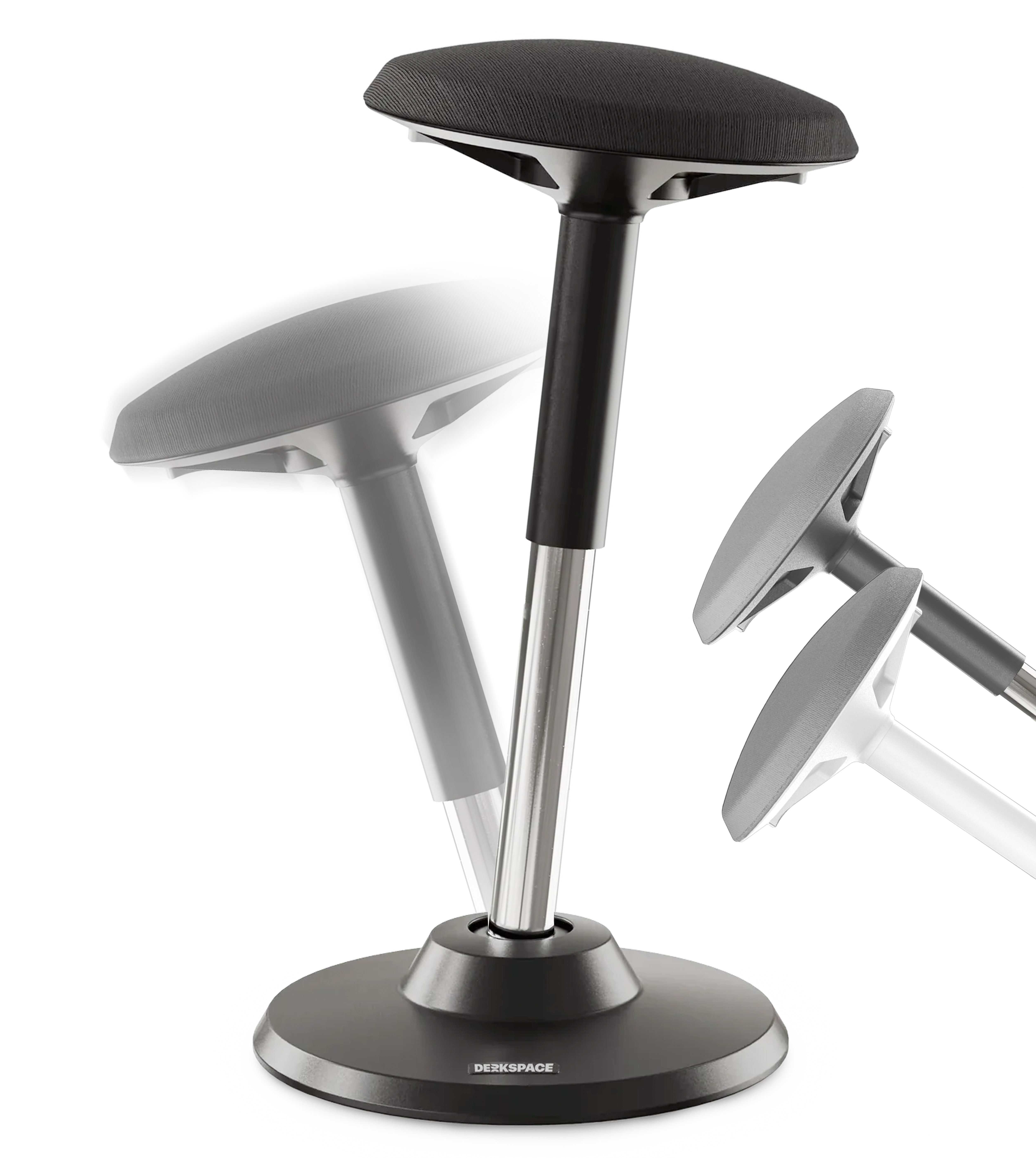 DESKSPACE Поворотний табурет Motion Ergonomischer Stehhocker - Höhenverstellbarer Офісний табурет (Einzelartikel), Höhenverstellbarer Stehhocker mit ergonomischem Sitzkomfort