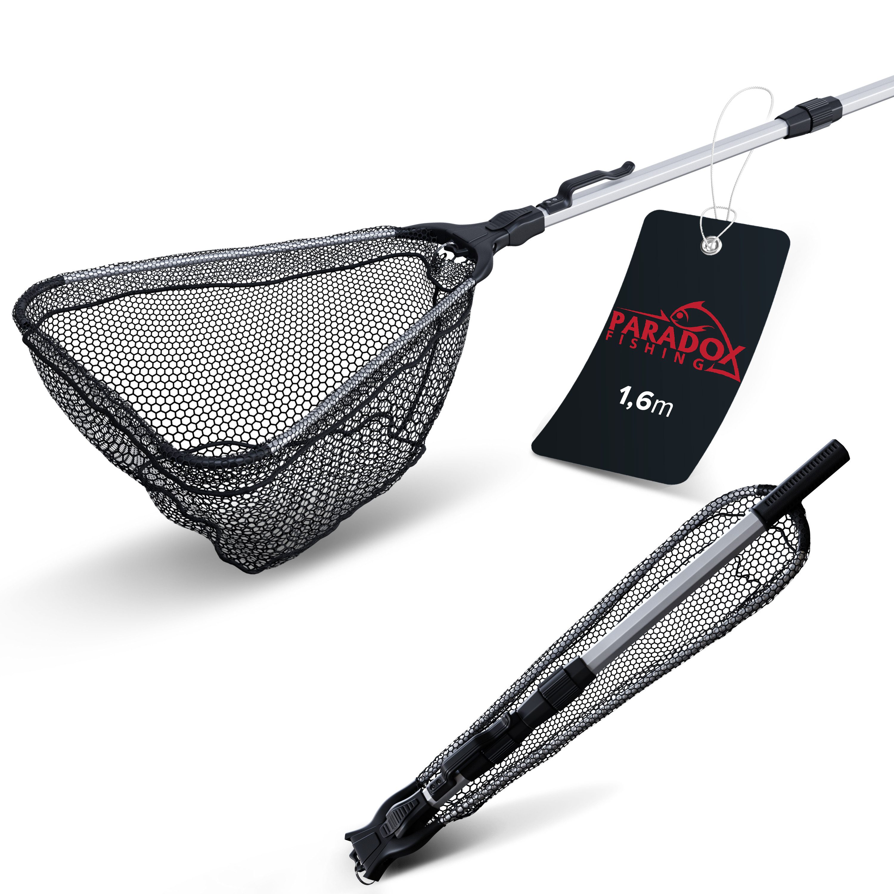 Paradox Fishing Angelkescher gummiert 1,6m/2,1m mit Tasche (1-St), klappbar