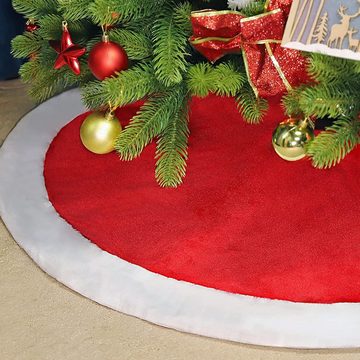 Salcar Weihnachtsbaumdecke Baumteppich Weihnachten WeihnachtsdekoBaumrock Rund Plüsche Rot Weiß, Weihnachtsbaumdecke, Christbaumschmuck, Christbaumdecke für Geschenke