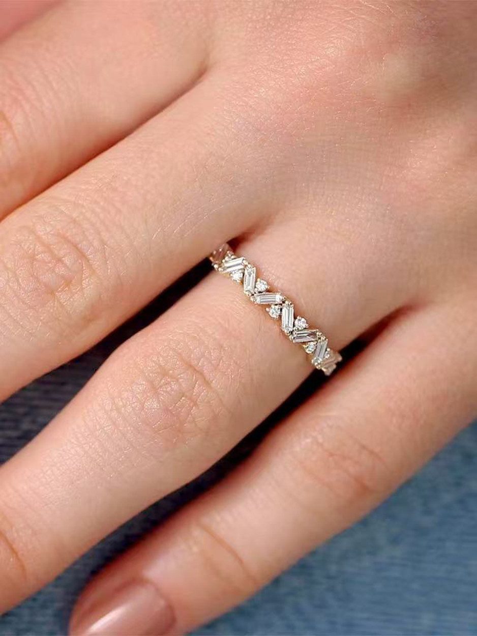 Jumpeak Diamantring Ring aus 14K Gelbgold, D/E, VVS/VS, Diamantring, Damenring, Valentinstag geschenk für sie,Geschenk für frau,Mama tochter geschenk