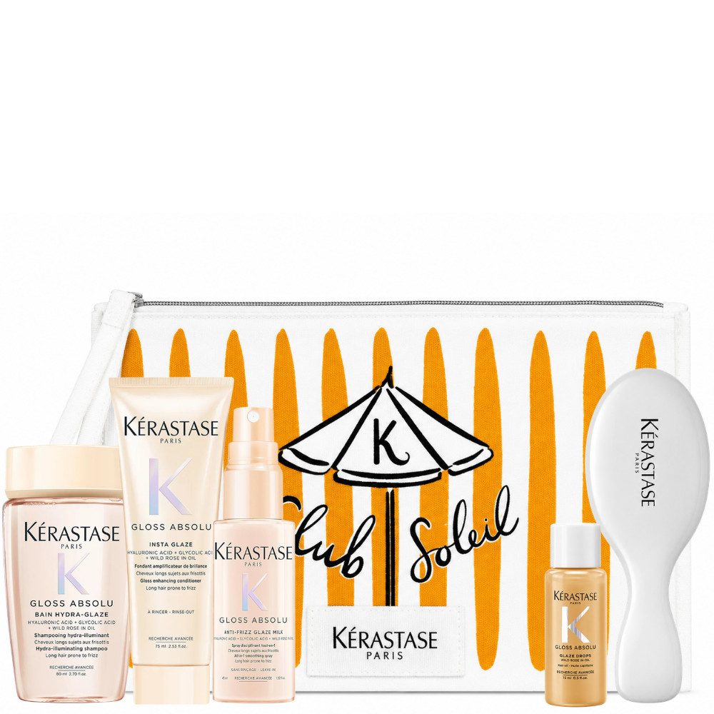 Kérastase Haarpflege-Set Gloss Absolu Travel Set mit Haarbürste & Beauty-Bag, 6-tlg., inklusive Haarbürste und Summer-Beautybag!
