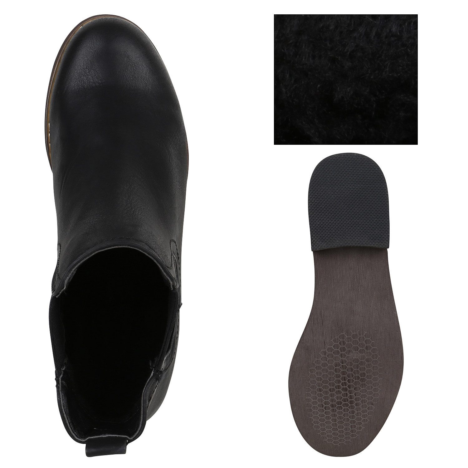 VAN HILL 811822 Chelseaboots Gefütterte Damen Chelsea Boots Leder-Optik Stiefeletten