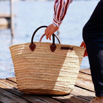 NATUREHOME Korbtasche Shopper Strandtasche mit Henkel und/oder Umhängeriemen, Handarbeit, Geflochten, Palmblätter