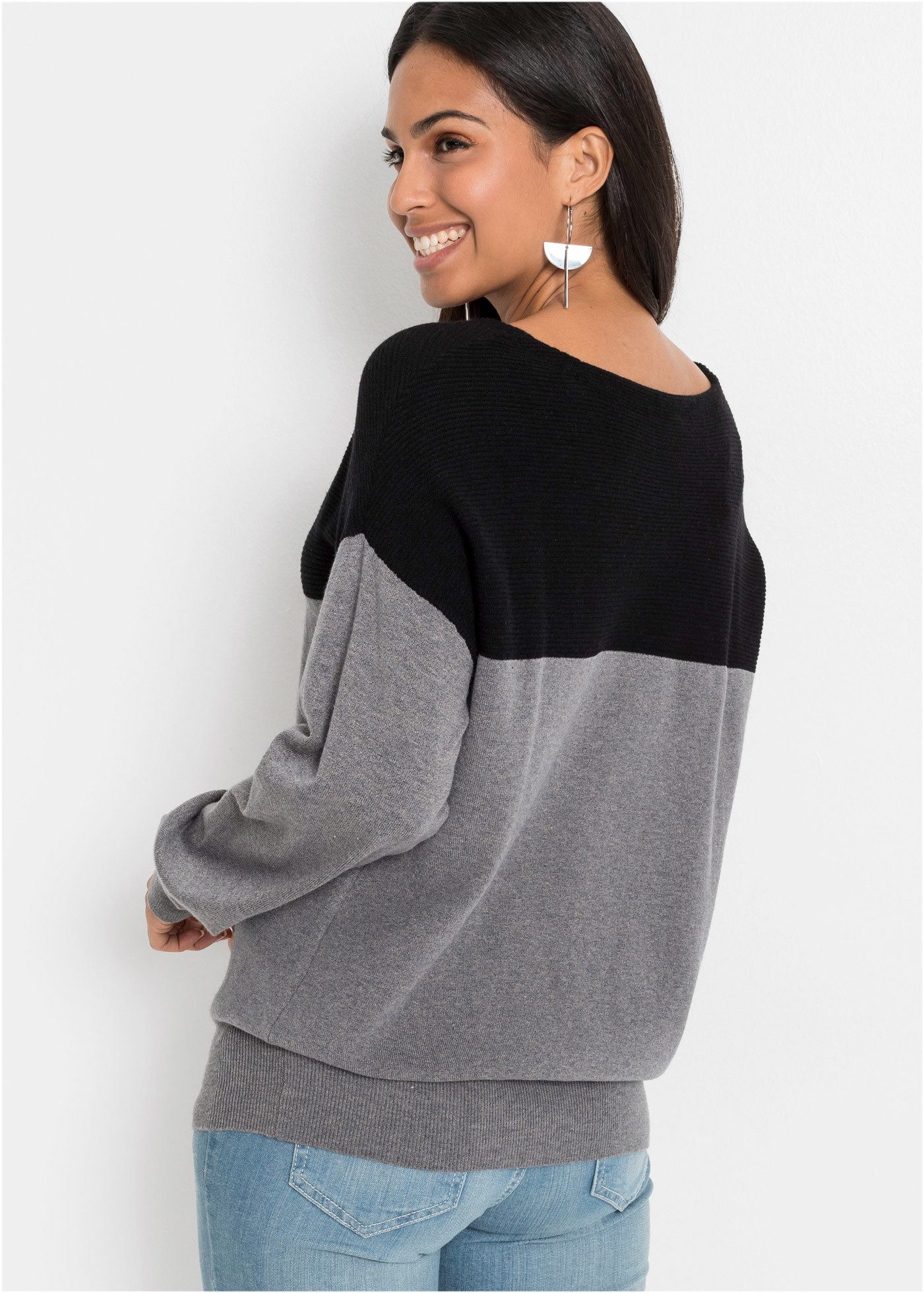 bonprix Strickpullover im Viskose-Mix, mit U-Boot-Ausschnitt, oversized