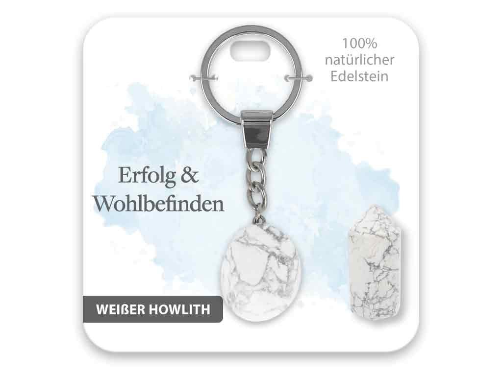 Schlüsselanhänger Set Edelstein Schlüsselanhänger weißer Howlith Erfolg und Wohlbefinden