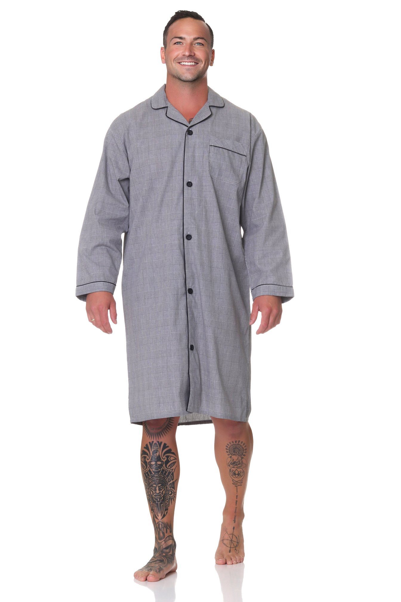 Normann Pyjama Normann Herren langarm Nachthemd gewebt - auch in Übergröße günstig online kaufen