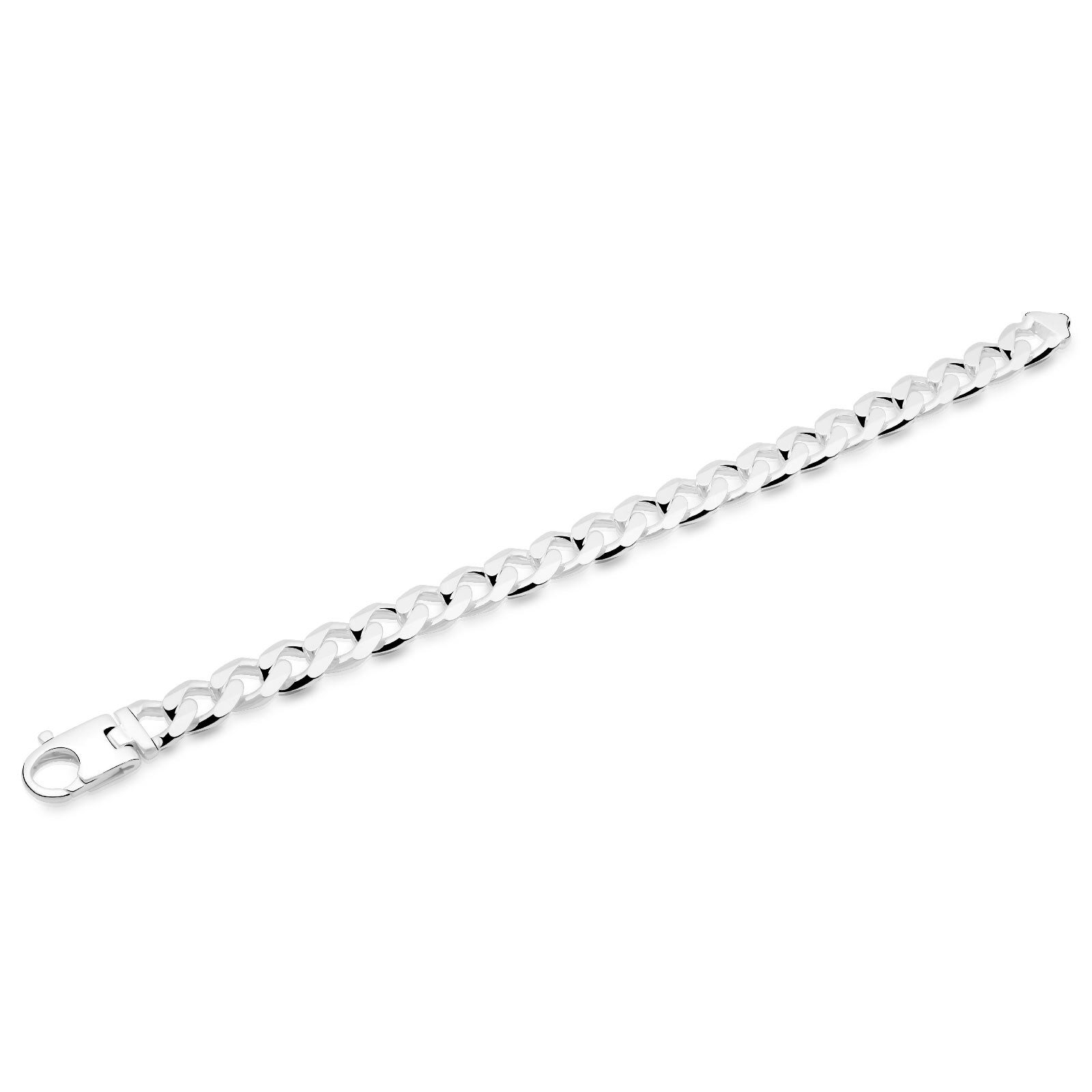 Tony Fein Silberarmband Panzerarmband 10mm 925er Silber Massiv Diamantiert, Made in Italy