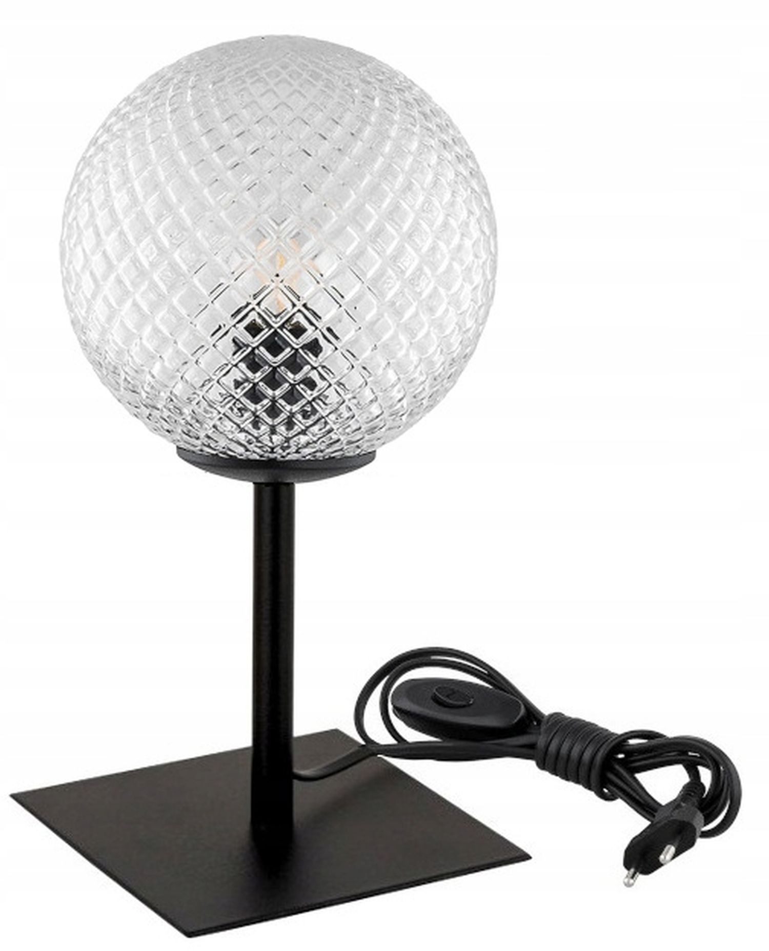 Licht-Erlebnisse Nachttischlampe SAVIO, ohne Leuchtmittel, E27 35 cm Kugelschirm Retro Design