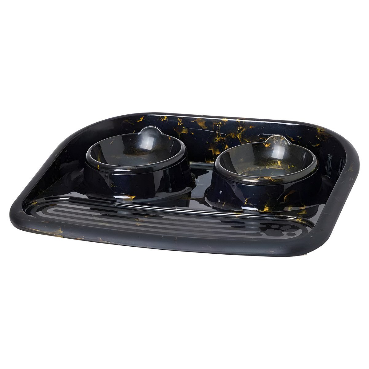 Savic Napf-Set Dinner Serving Tray Butler schwarz/gold für Hunde