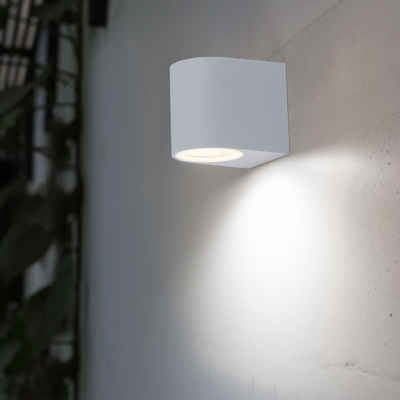 V-TAC Außen-Wandleuchte, Leuchtmittel nicht inklusive, Außen Bereich Wand Lampe Down Strahler ALU Spot Terrassen Leuchte weiß