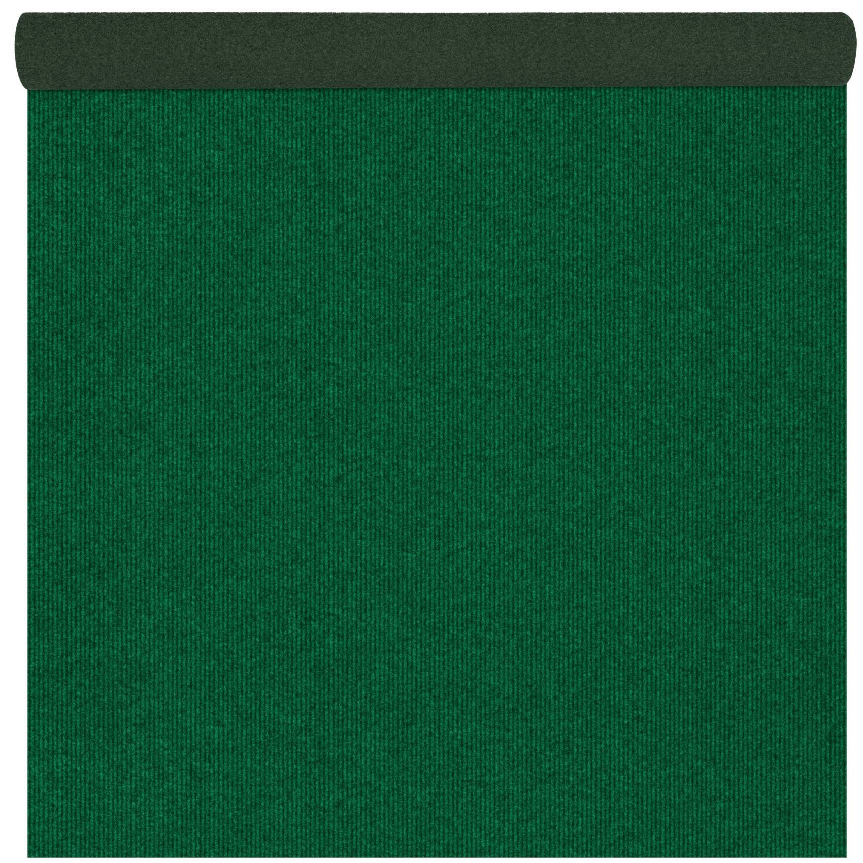 ANRO Teppich YULA Messeteppich Meterware Eventteppich Rips zuschneidbar Bfl-S1, Rechteckig, Höhe: 3 mm, schwer entflammbar Läufer 100x133cm Uni Grün