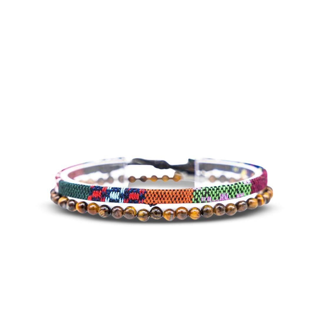 Made by Nami Armband Set 2x Surfer Armband Herren & Damen Tigerauge Perlenarmband Boho Armband (Set, 2), Festival Schmuck Hippie Herren Armband Sommer