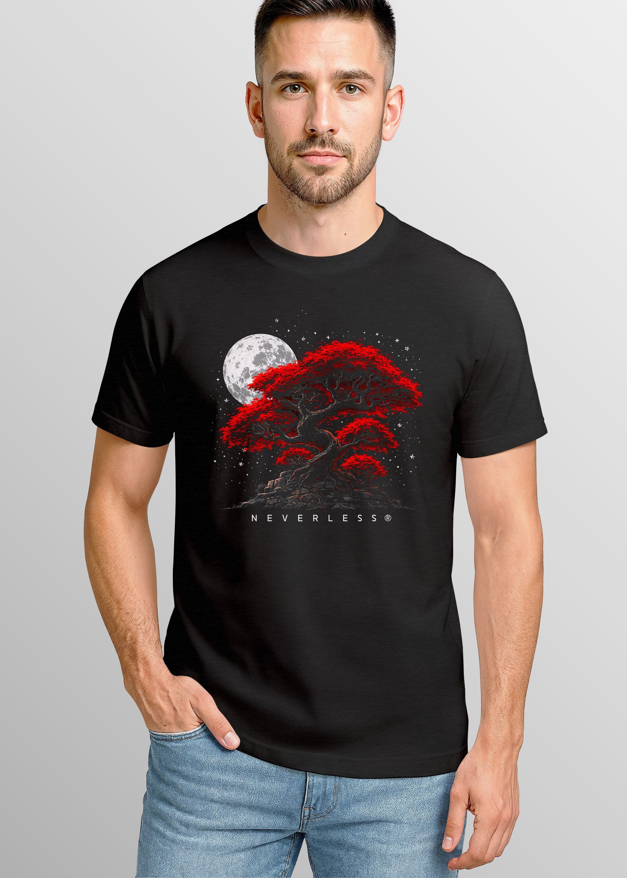 Neverless Print-Shirt Herren T-Shirt Bonsai Baum Grafik Print Natur Illustr günstig online kaufen