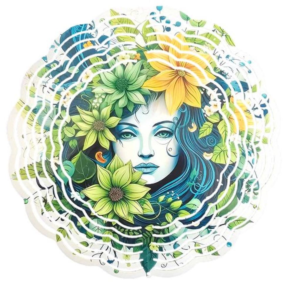 Ladreas Windspiel Edelstahl 3D Windspiel Windspinner 20cm Frau Blumen WI75