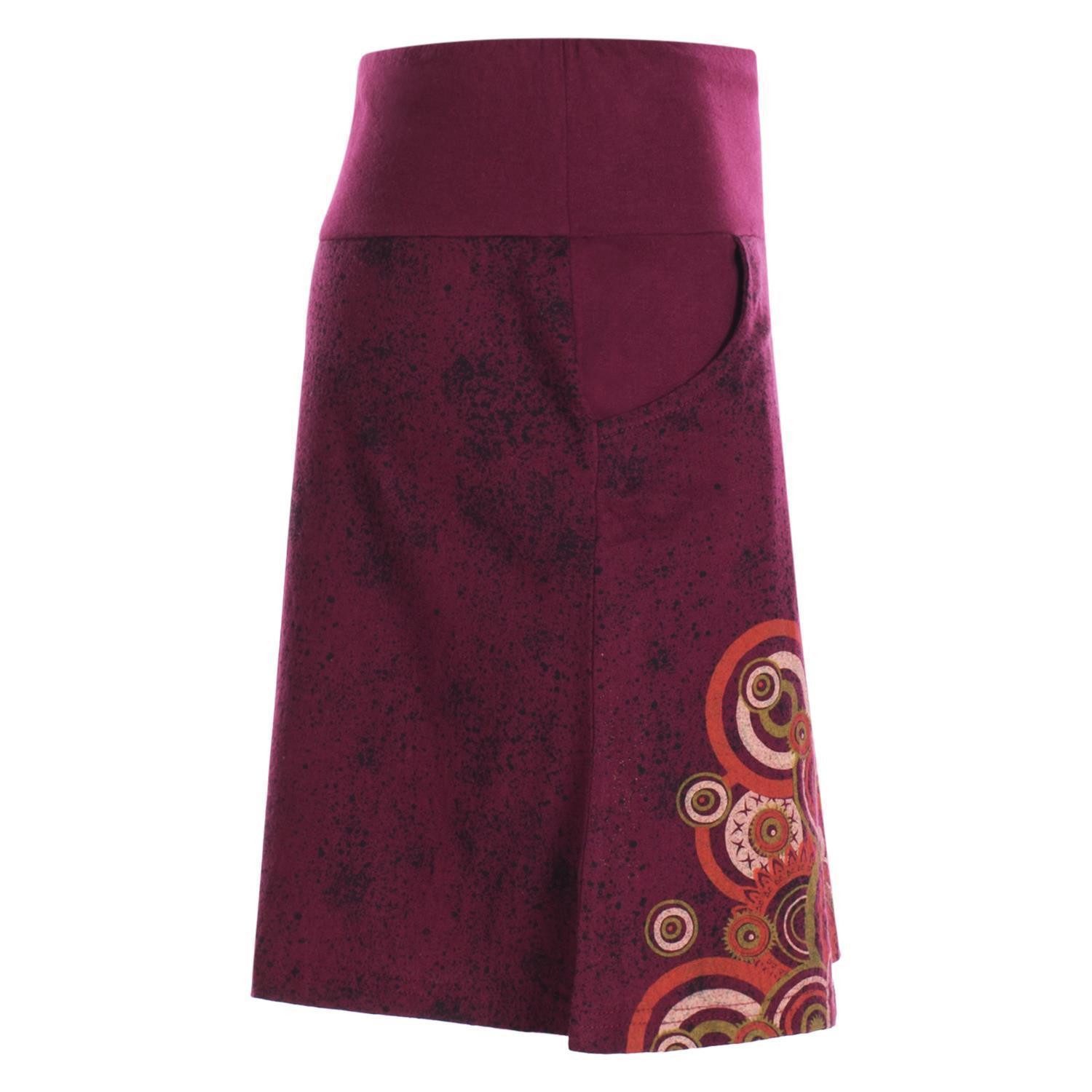 Vishes Minirock Kurzer Baumwoll-Rock Taschen-Rock Mini-Rock großes Mandala Hippie, Ethno, Boho Style