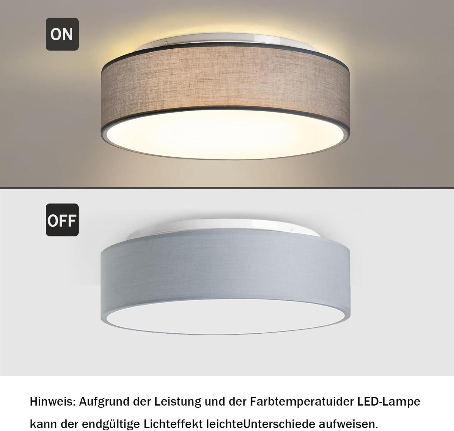 Zedelmaier Lampenschirm Deckenlampe Deckenleuchte Stoff, Max.40W/E27, ohne Leuchtmittel, Geeignet für Wohnzimmer Schlafzimmer Küche Flur Kinderzimmer