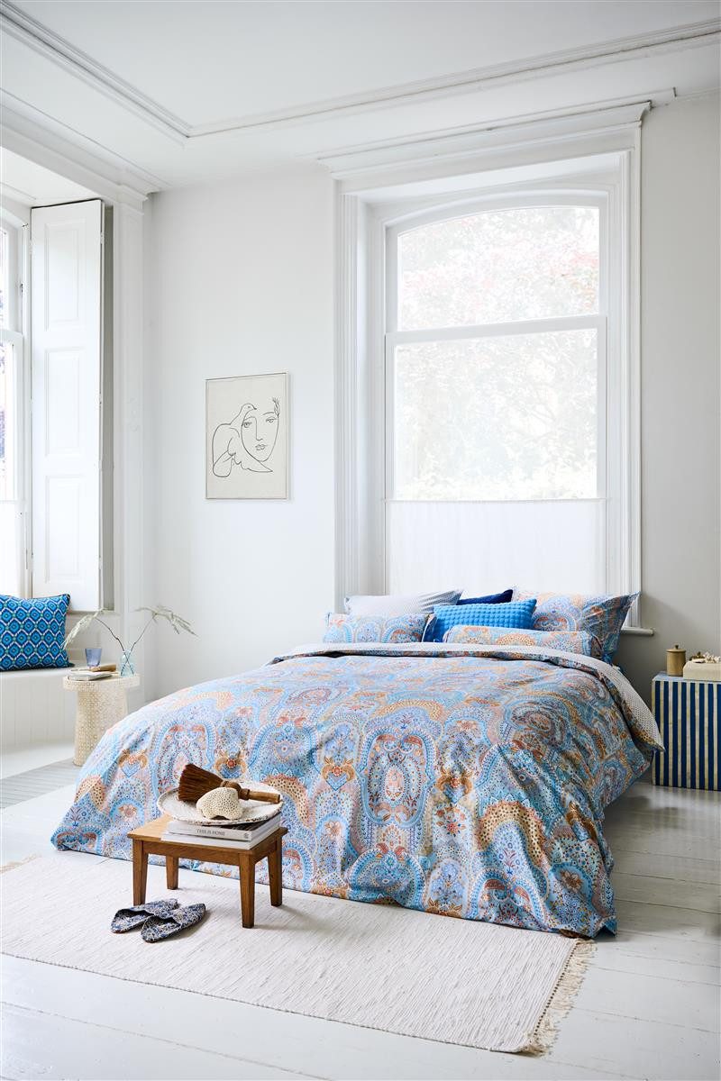 PiP Studio Bettwäsche Bettwäsche DE Jabali Flower Blue 135x200 blau, Baumwolle, 2 teilig, bettwäsche 135x200 baumwolle reißverschluss warm baumwolle bettwäsche