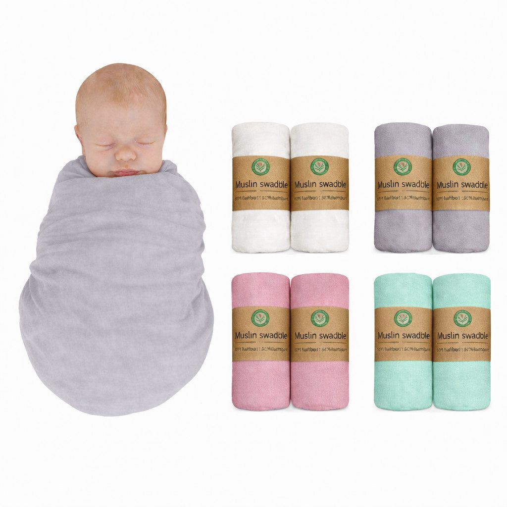ILOKEN Schmusetuch XXL Baby Mulltuch 120x120 Musselin aus 70%Bambus 30%Baumwolle Pucktuch, (Single, Einzelprodukt), Schmusetuch XXL Baby Mulltuch 120x120