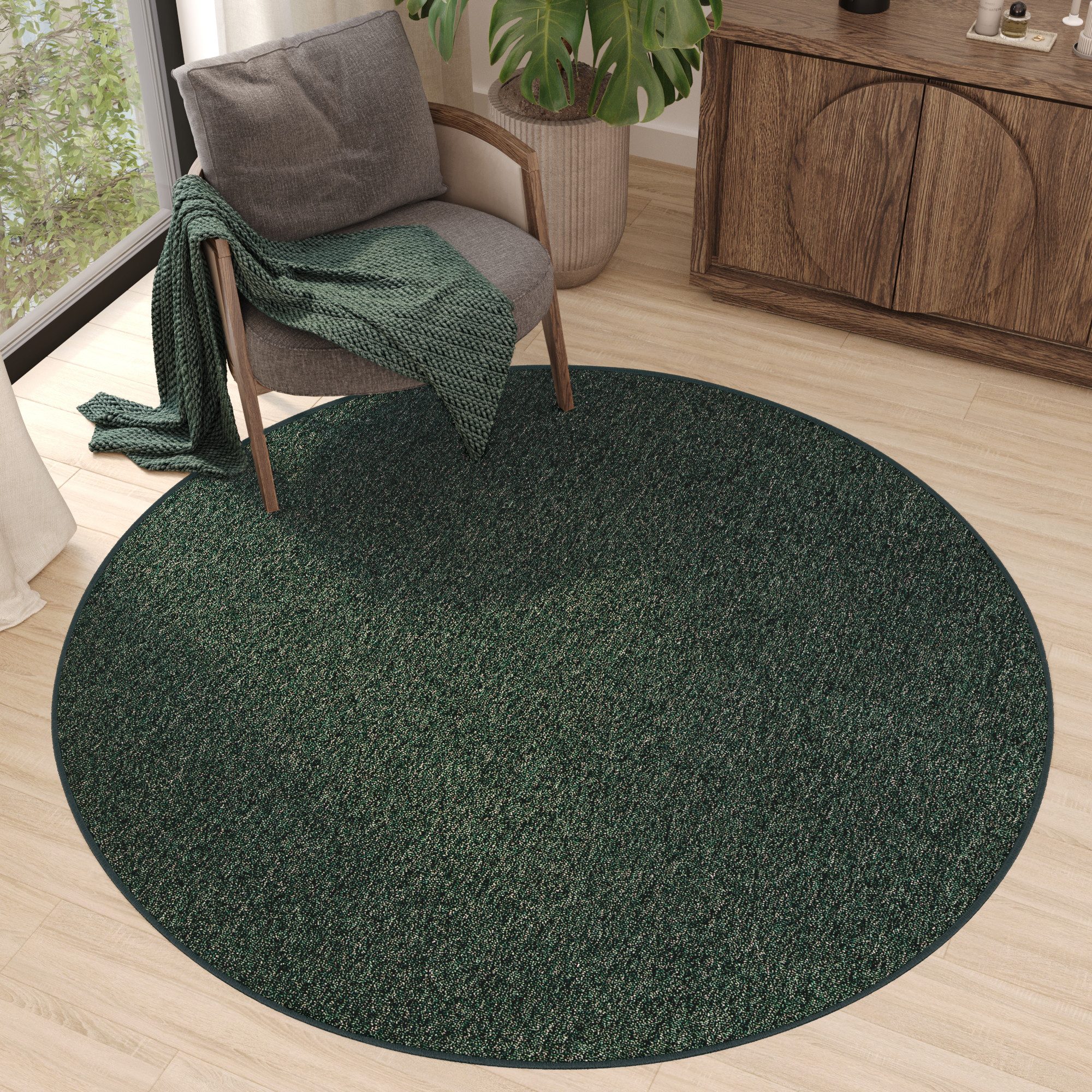 Tapiso Teppich NIZZA, rund, Höhe: 6 mm, Wohnzimmer, Schafzimmer, Einfarbig