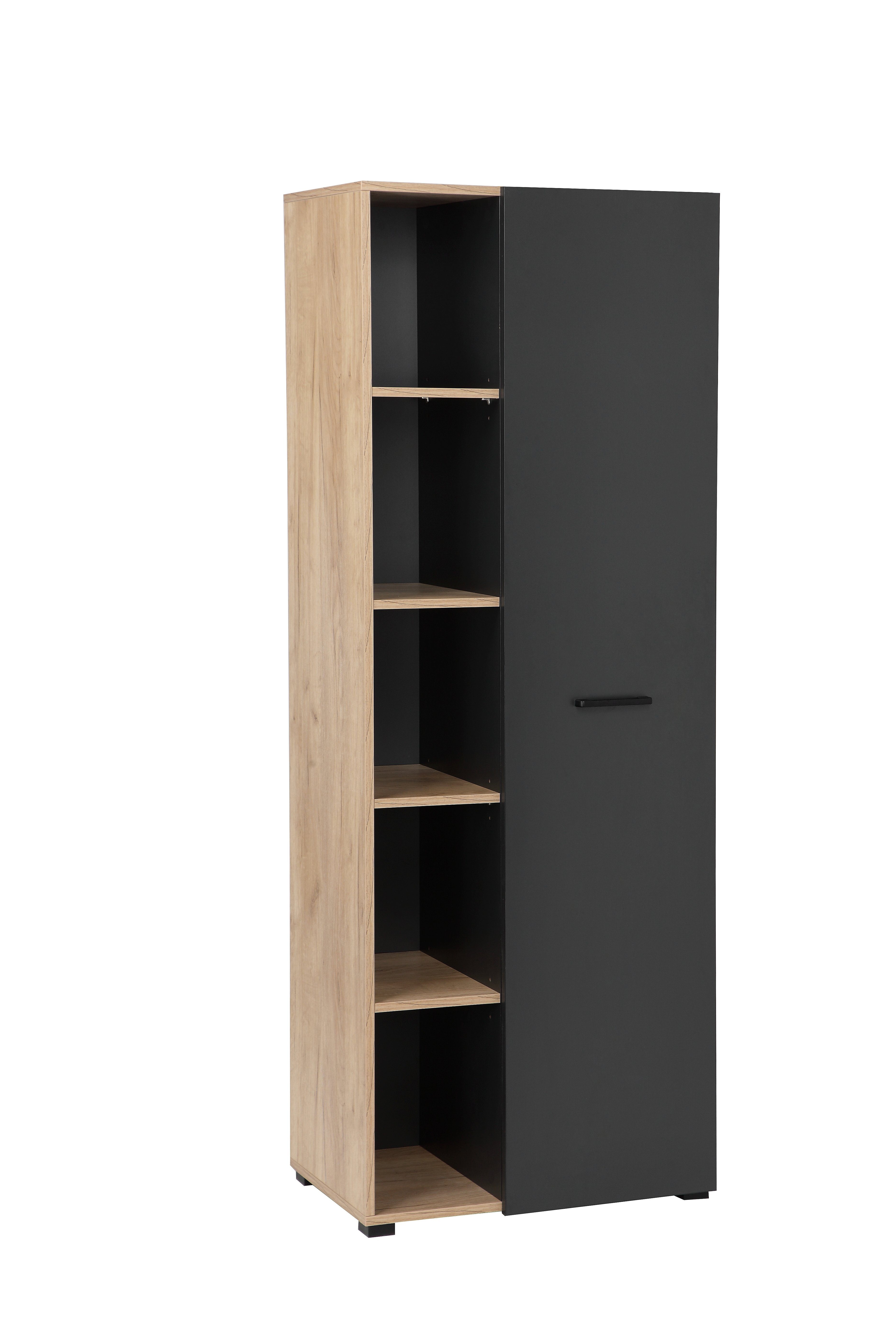 OTTO home Aktenschrank Moid, moderner Mehrzweckschrank, Maße: 64,5x41,5x175 cm, 5 Fächer mit viel Stauraum