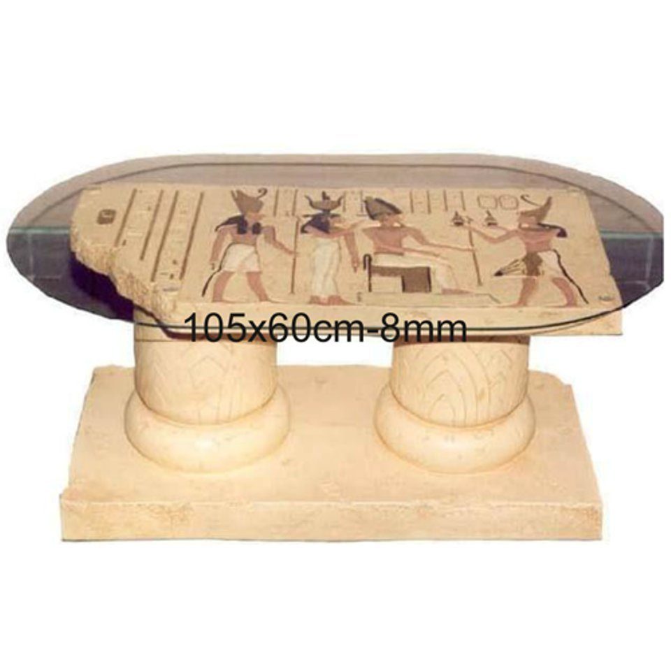 JVmoebel Couchtisch Ägyptische Couchtisch Tische Glastisch Säulen Statuen Beistelltisch