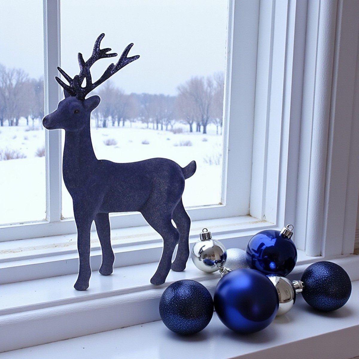 Macosa Home Dekofigur Deko Hirsch stehend Blau Weihnachtsdeko Kunststoff be günstig online kaufen