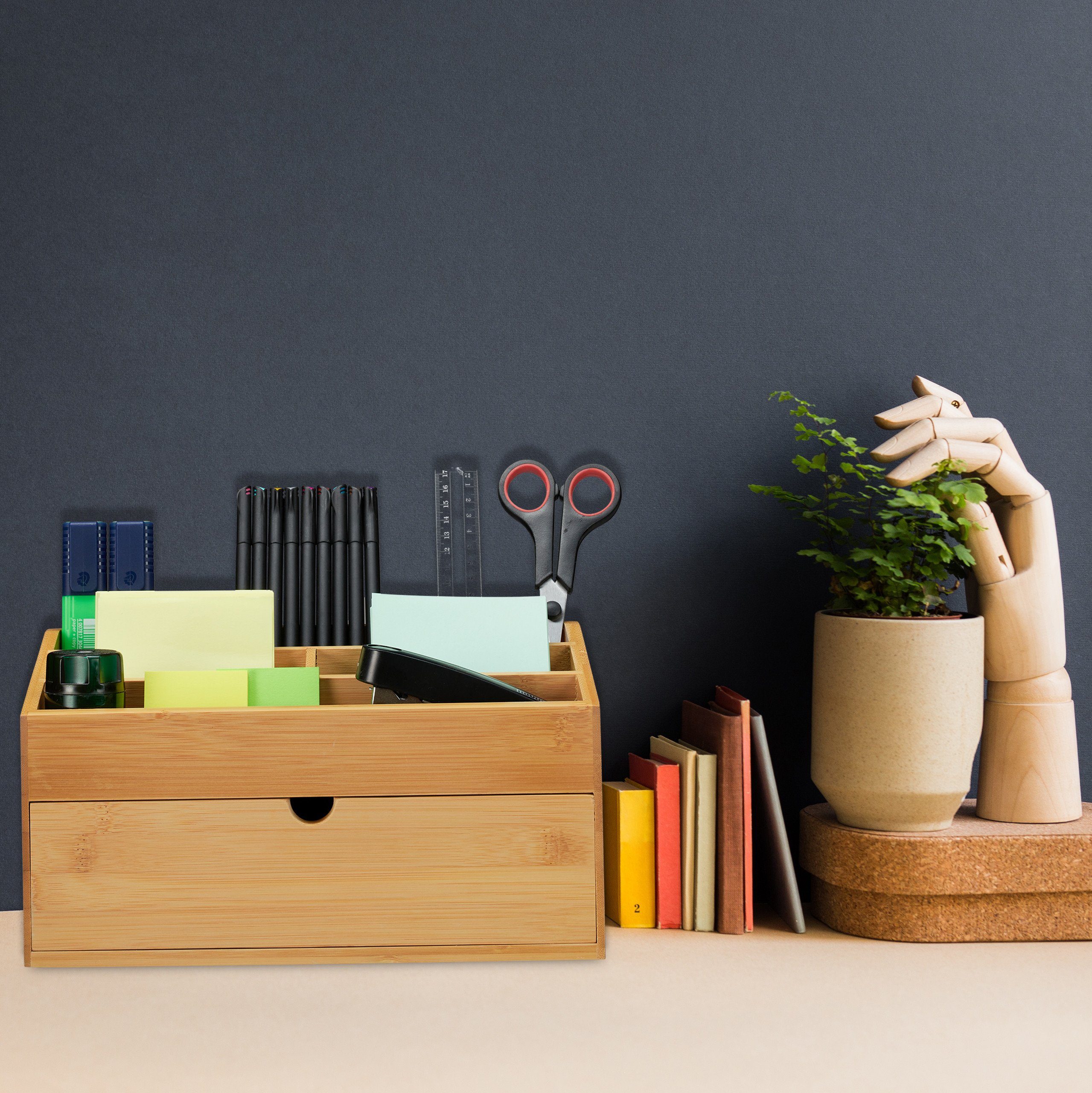 relaxdays Schreibtischaufsatz Schreibtisch Organizer Bambus günstig online kaufen