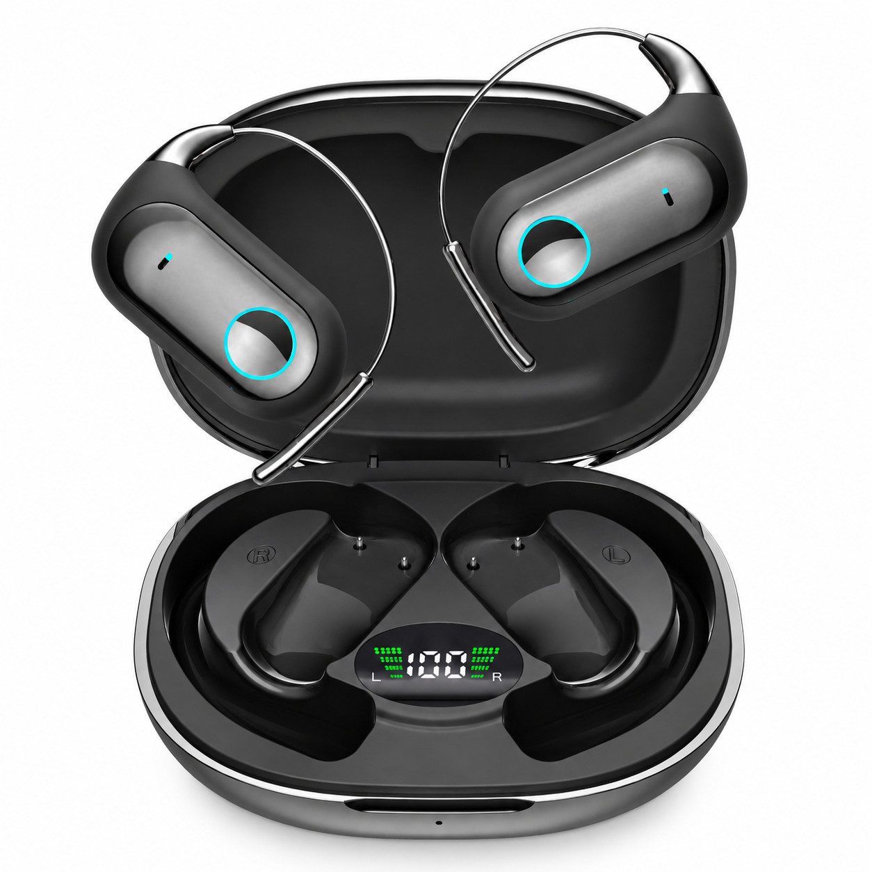 Vornix 2026 Open Ear Kopfhörer Bluetooth 6.0, Open-Ear-Kopfhörer (60H Spielzeit, IPX7 wasserdichte Bluetooth Open-Ear Sport Kopfhörer, ENC Noise Cancelling, HD-Mikrofon, kraftvollem Bass und komfortabler Passform für Sport, Büro und Alltag) von Vornix