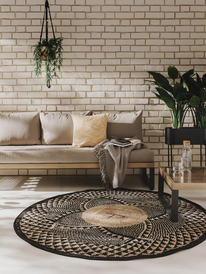 benuta Outdoorteppich Artis, rund, Höhe: 5 mm, In- & Outdoorteppich, Pflegeleicht für Garten, Terrasse, Balkon, Küche