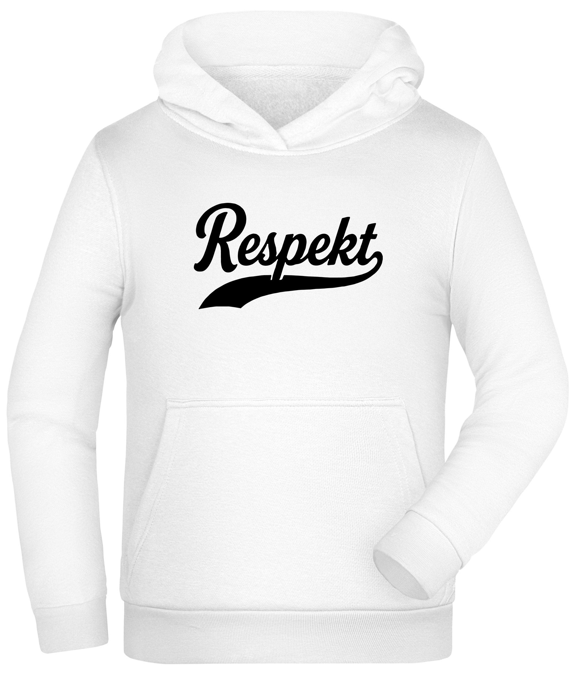 MyDesign24 Hoodie Kinder Kapuzen Sweatshirt - Respekt Sprüche Pulli weiss i930