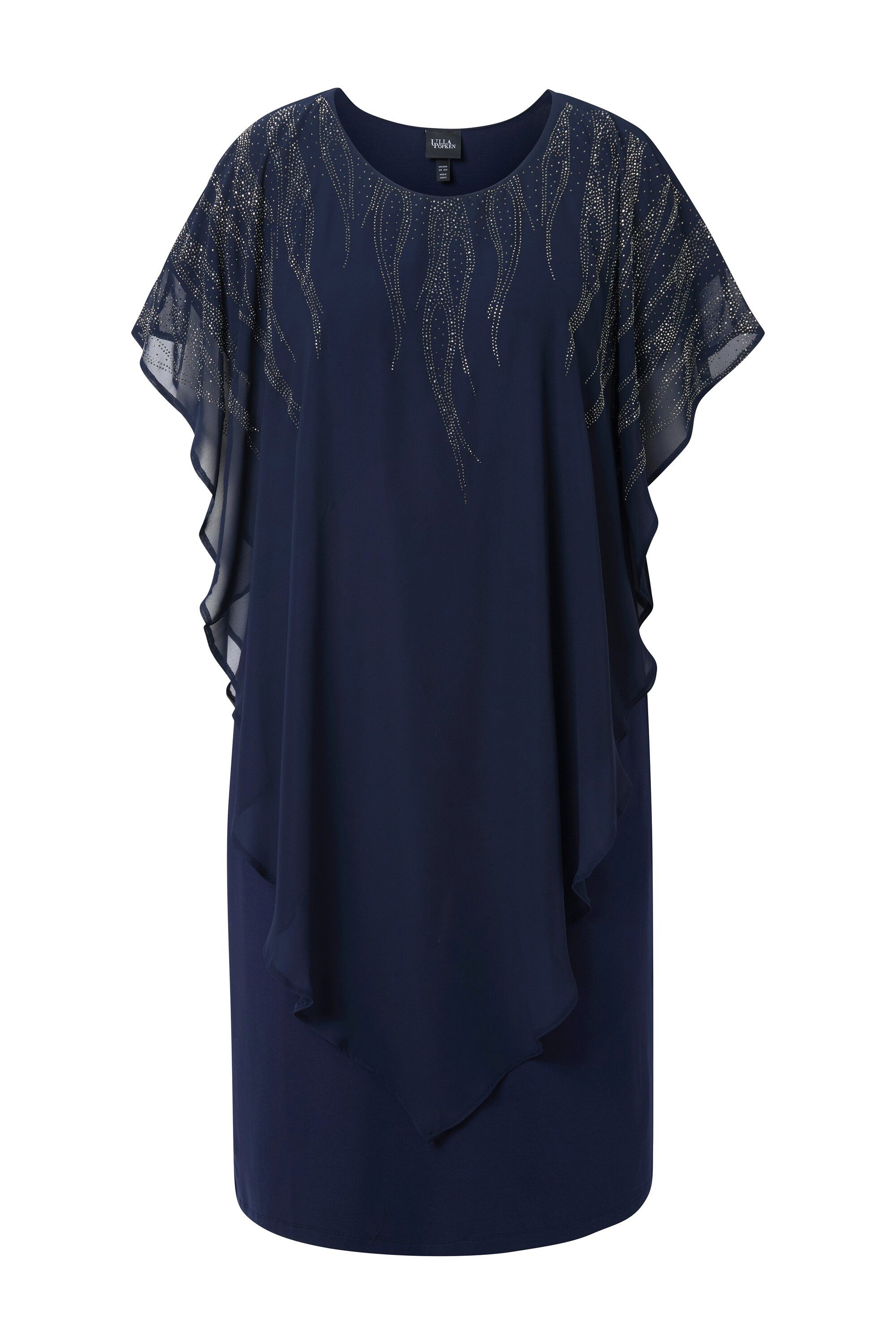 Ulla Popken Cocktailkleid Chiffon-Midikleid doppellagig Rundhals Halbarm günstig online kaufen