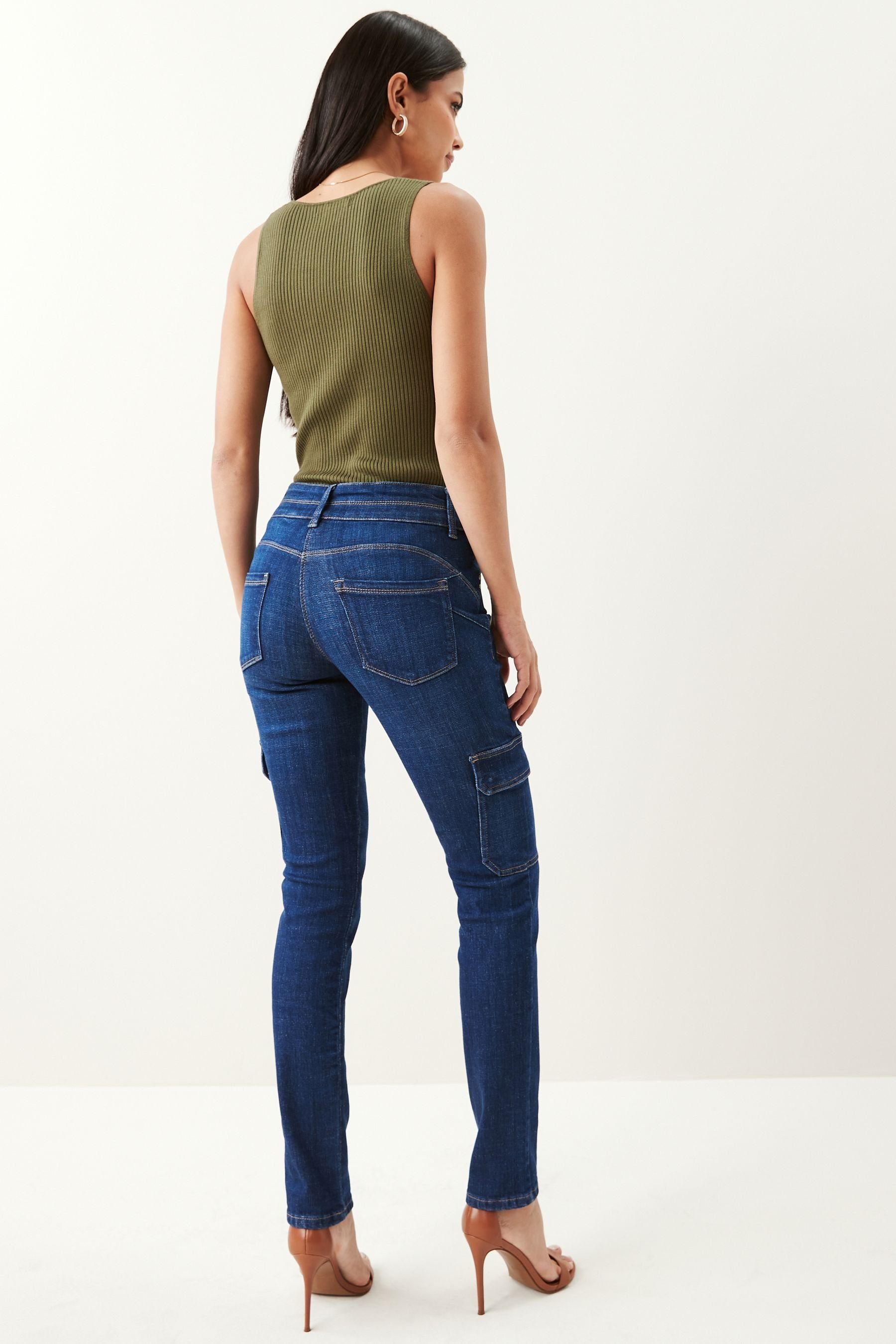 Next Push-up-Jeans (1-tlg) Inky Slim Blue „Lift, And Fit Slim Shape“-Combat-Jeans