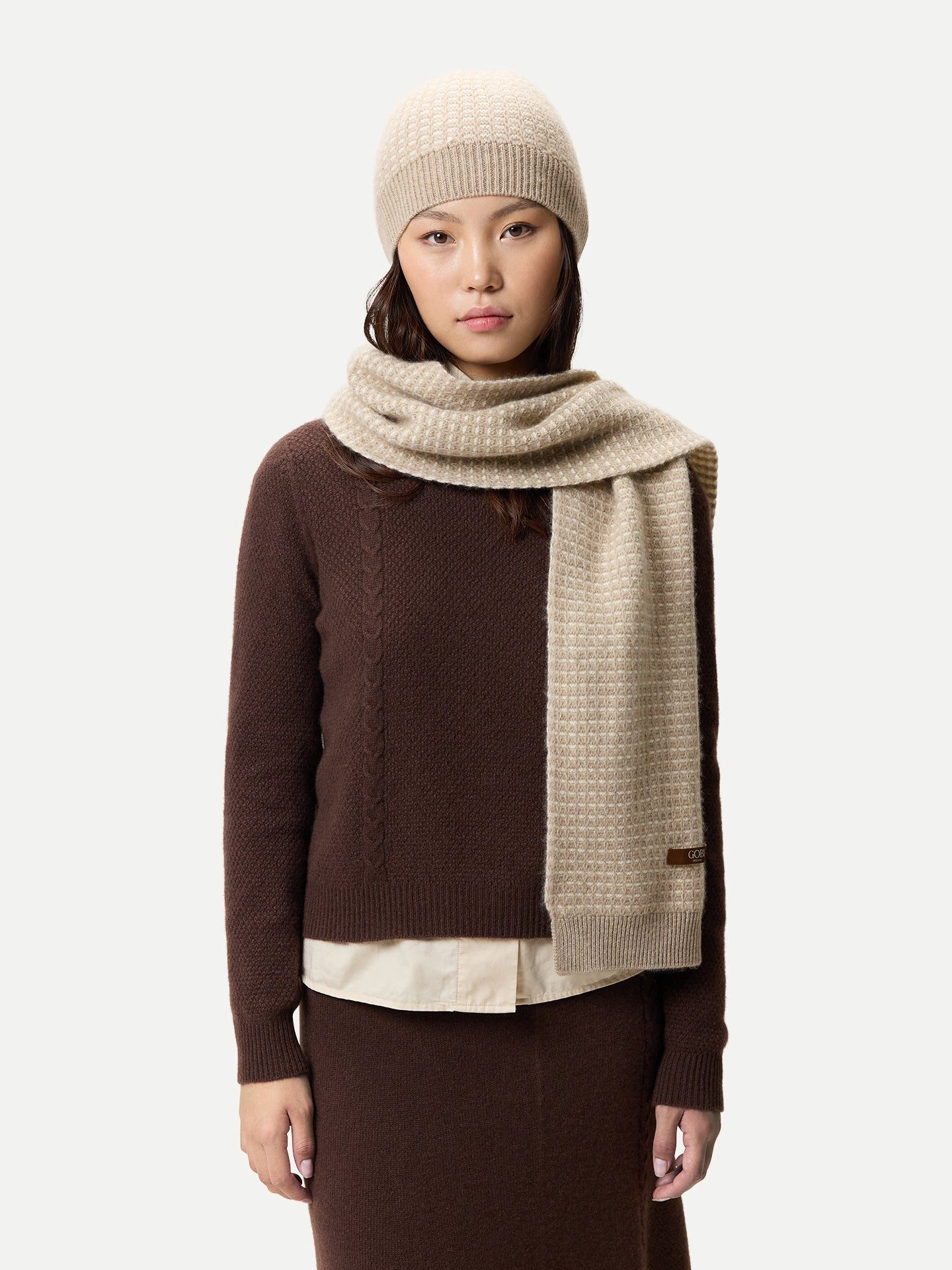 GOBI Cashmere Beanie Waffelstrick Kaschmir-Mütze