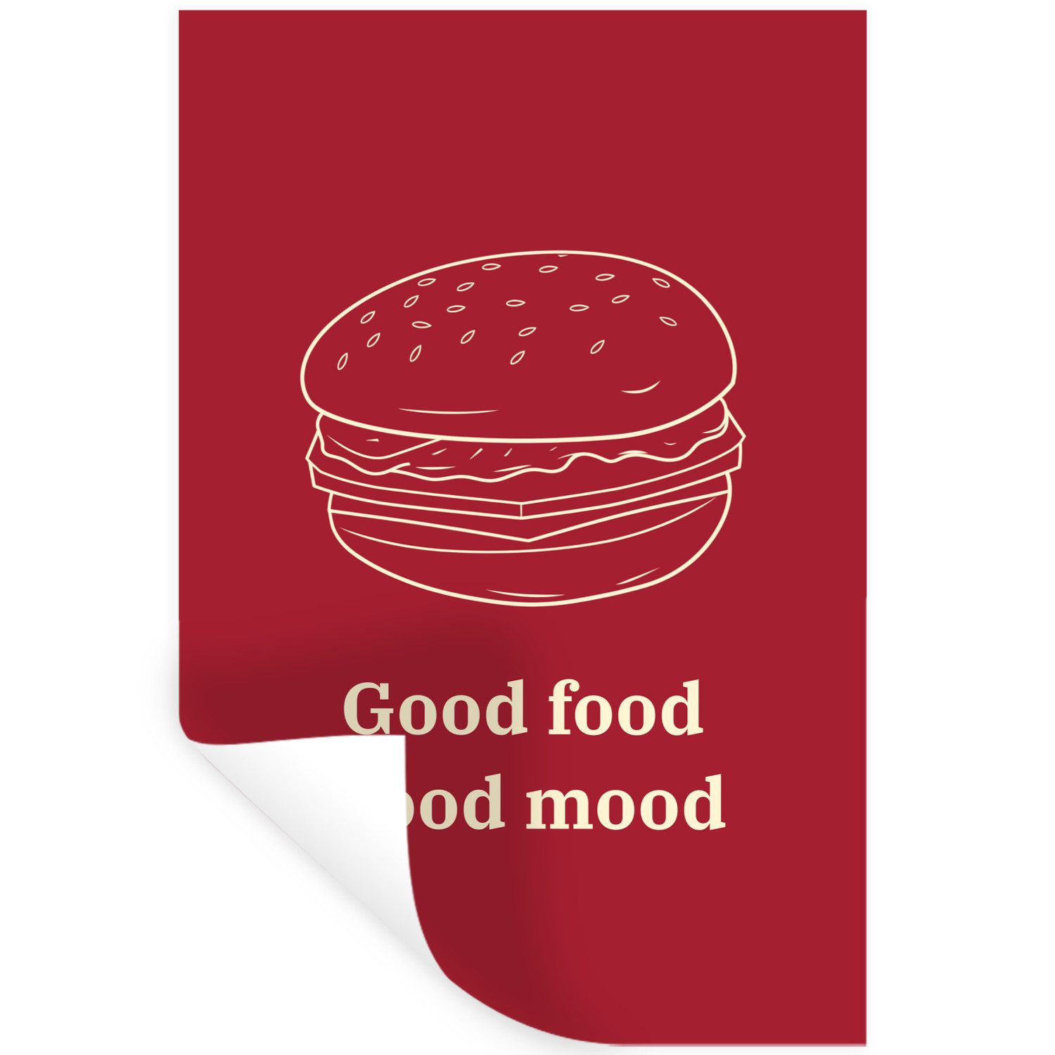 MuchoWow Wandsticker Tiefrot - Strichzeichnung - Text - Hamburger (1 St), Wanddeko, Aufkleber, Wandtattoo, 80x120 cm