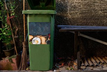 MuchoWow Wandsticker Croissant - Obst - Kaffee - Küche (1 St), Mülleimer-aufkleber, Mülltonne, Sticker, Container, Abfalbehälter