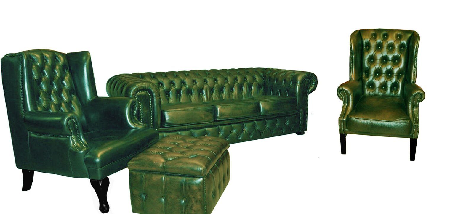 JVmoebel Sofa Chesterfield Sofa Set Couch Sitz in 3 Sitzer, Sofagarnitur Made Europe Ohrensessel 2x