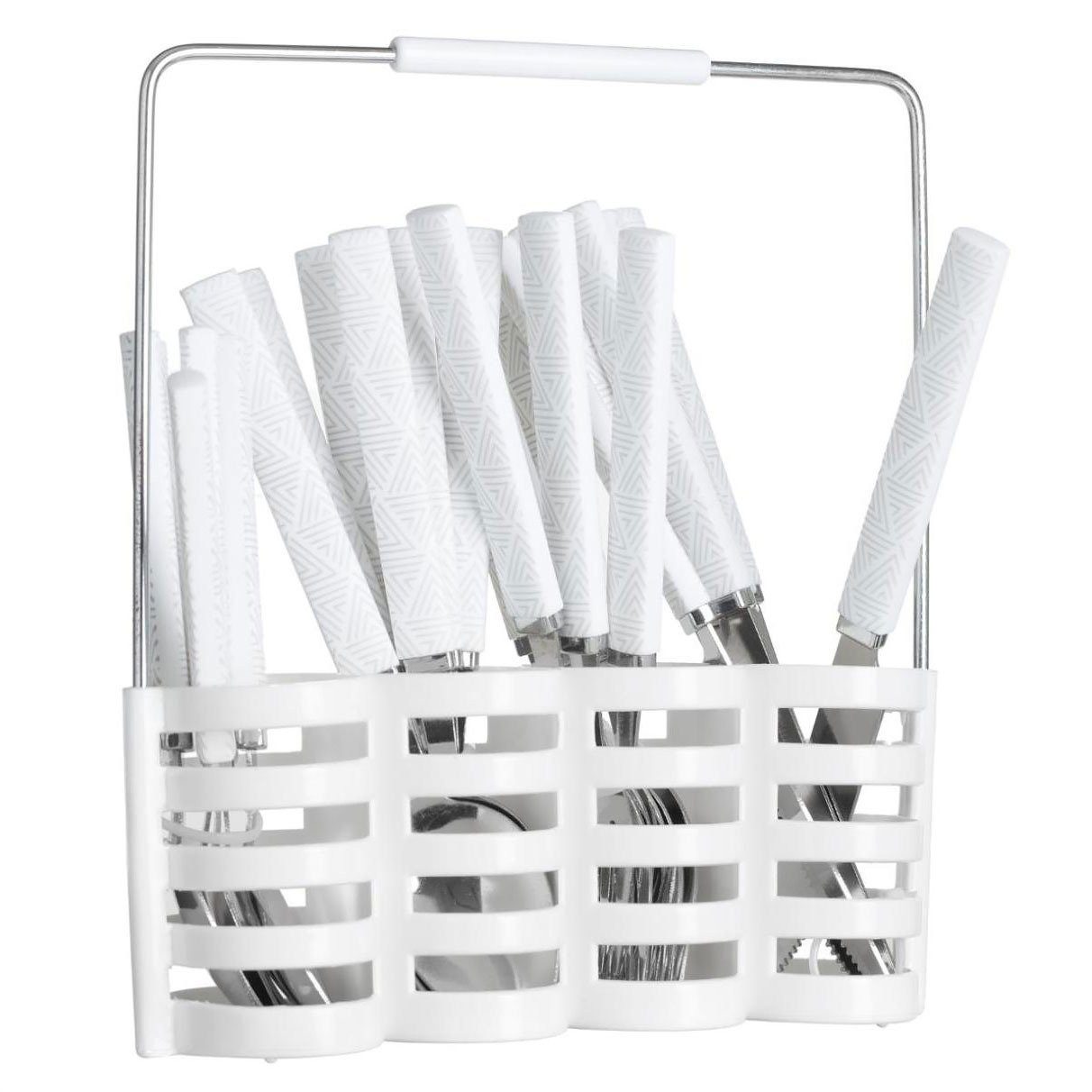 Secret de Gourmet Besteck-Set Besteckset für 6 Personen mit Ständer, Edelstahl, weiß (24-tlg), rostfreier Stahl