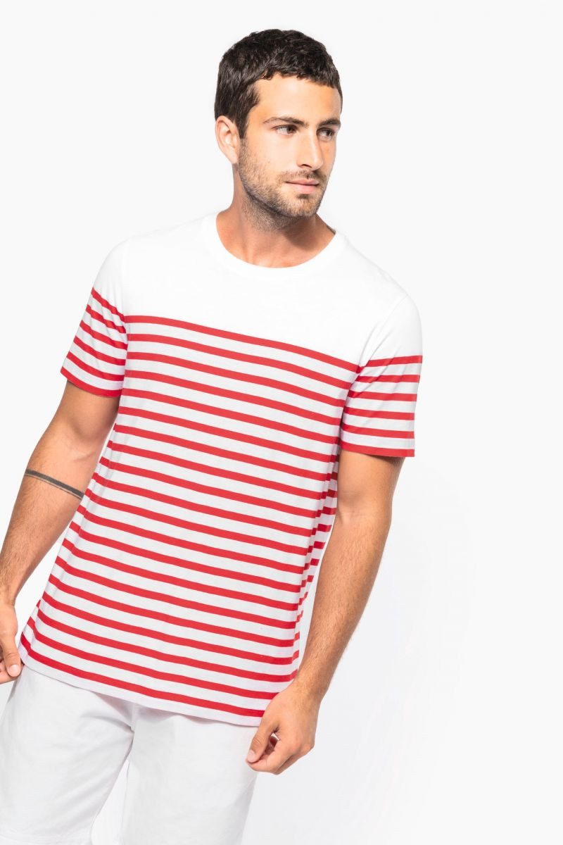 Kariban Rundhalsshirt T-Shirt im Marine-Stil mit Rundhalsausschnitt Bio Herren
