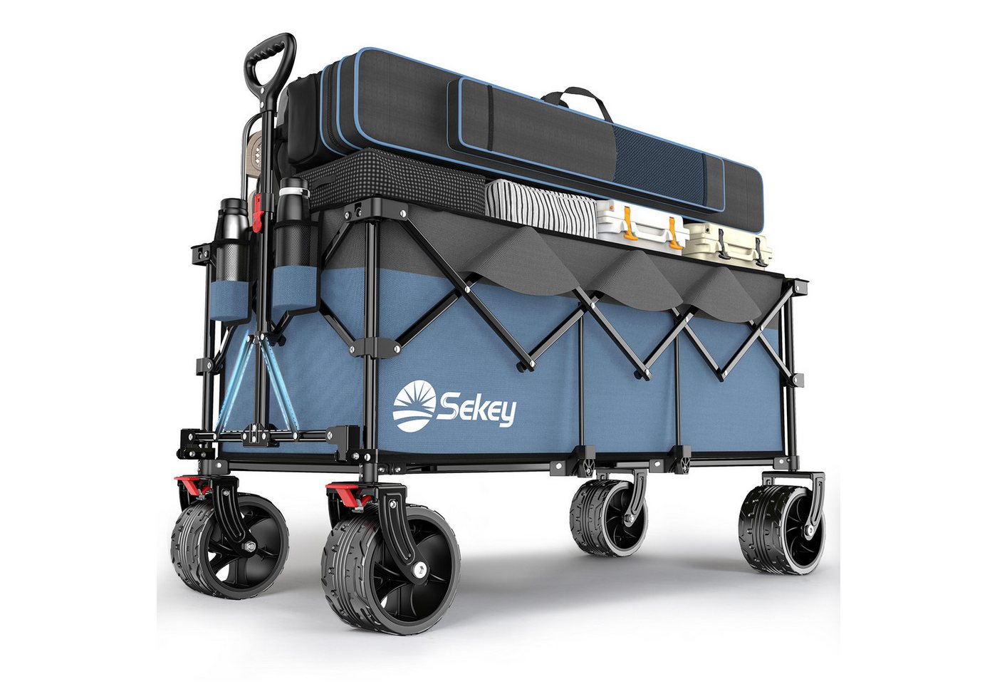 Thumbnail - Sekey Bollerwagen Faltbar Handwagen Klappbar Transportwagen XXXL Superlang, 300L, 200KG, Alle-Terrain Reifen, Ultrakompa...