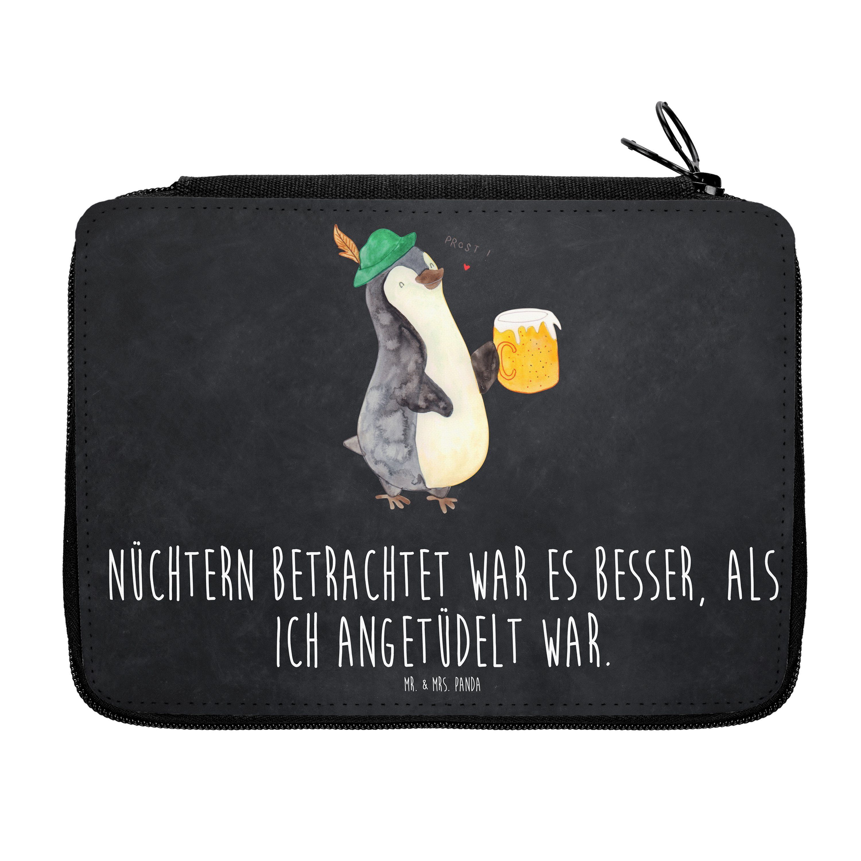 Mr. & Mrs. Einsc, Federmäppchen - Federmappe Stiftetasche, Bier Panda - Geschenk, Kreidetafel Pinguin (1-tlg)