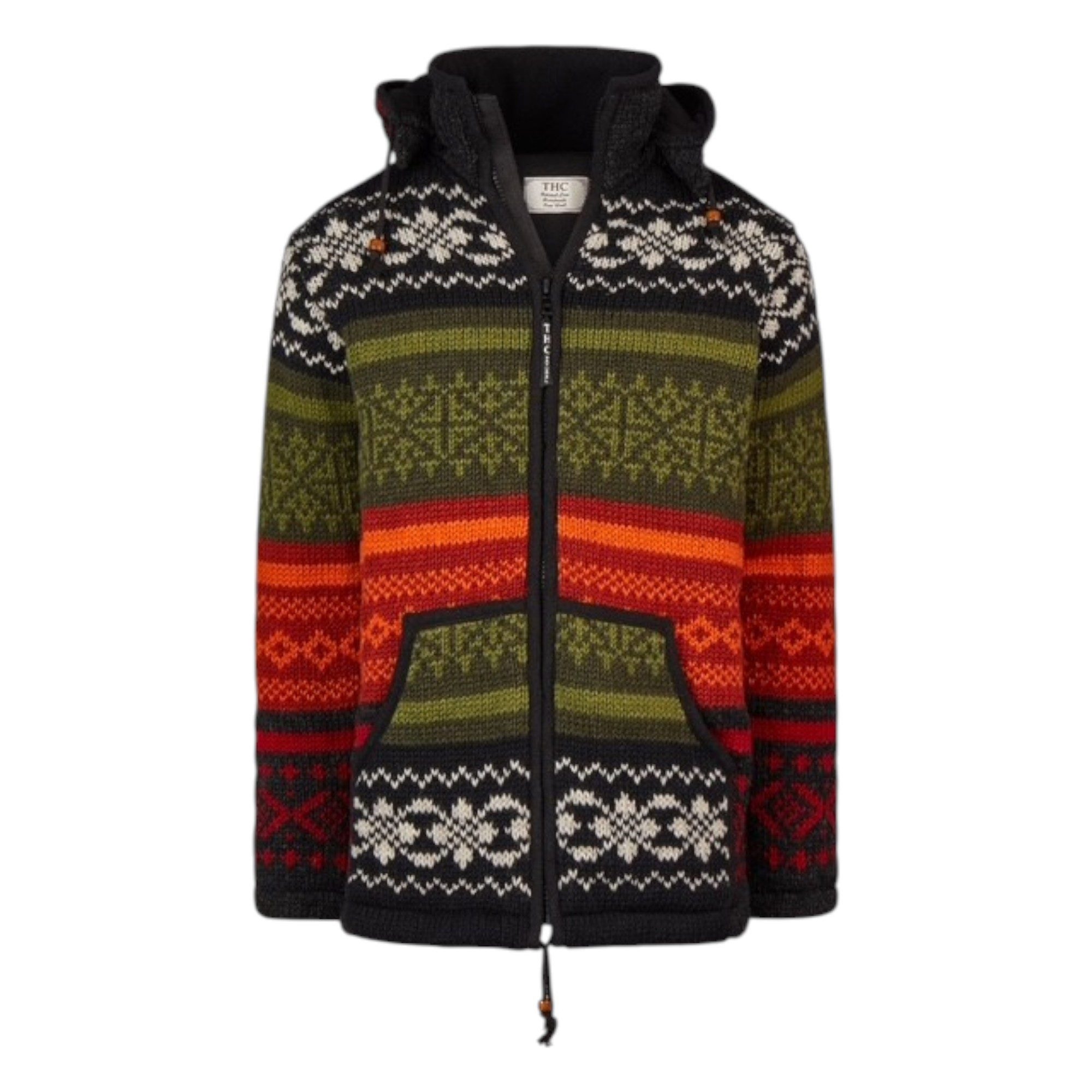 THC Natural Line Strickjacke THC Strickjacke 827 bunte Muster (1 Stück, 1-tlg., 1 Stück) abnehmbare Kapuze